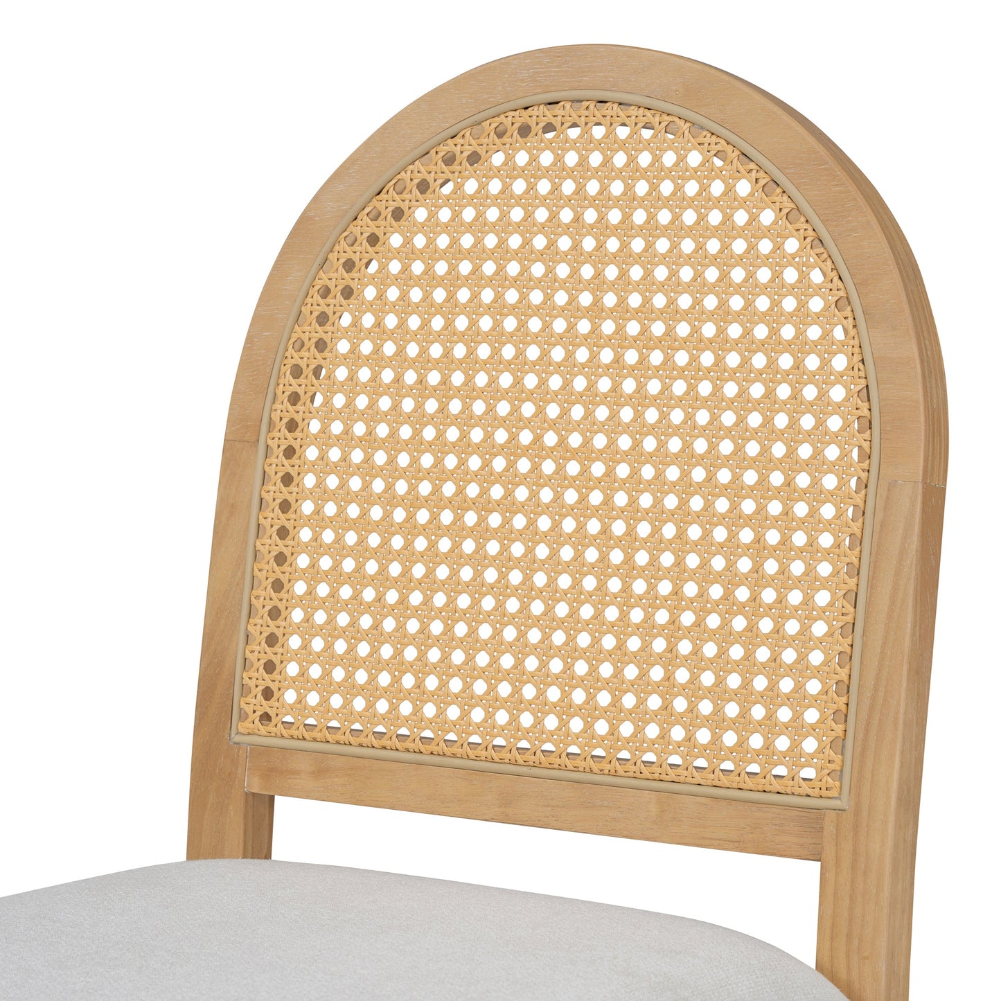 Upholstered Dining Chair with Rattan Backrests and Arched Back, Set of 4
