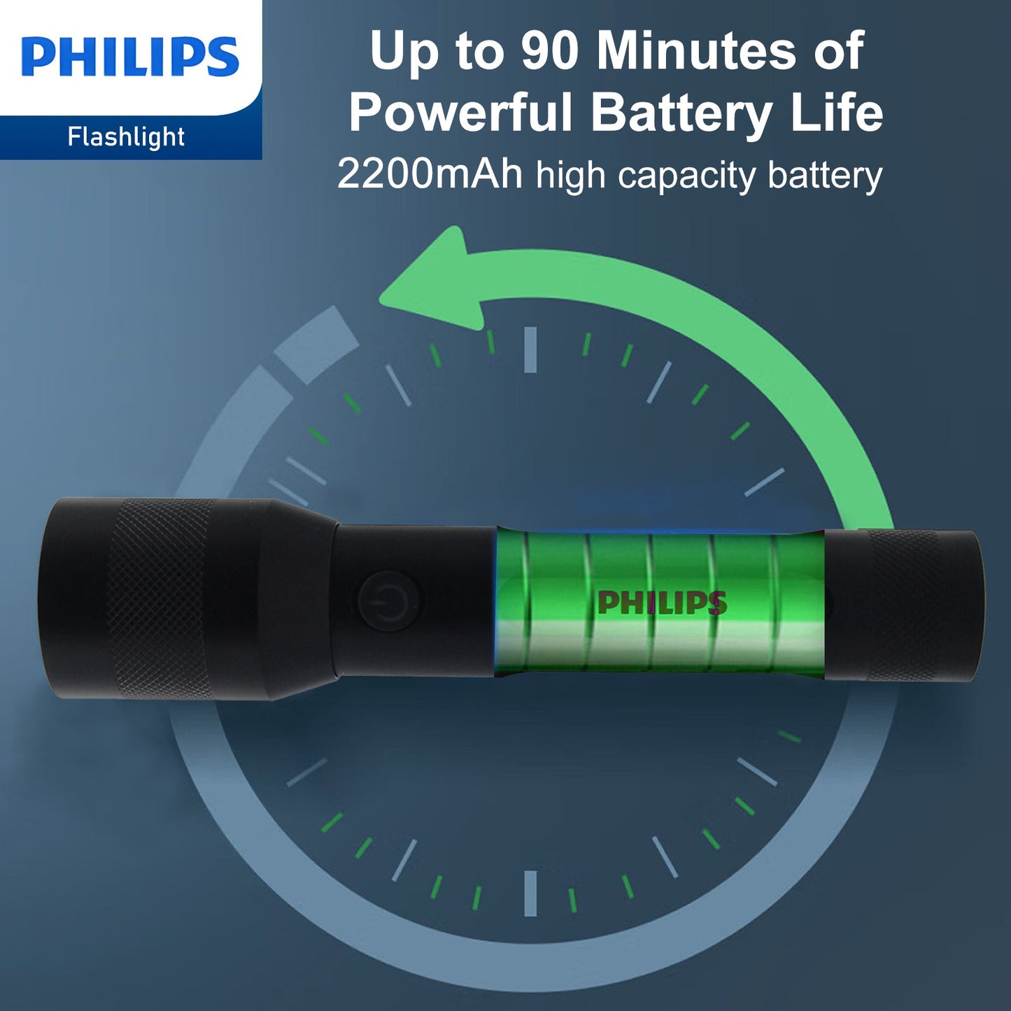 Philips Rechargeable LED 1000 Lumens Flashlight with Adjustable Focus (Black)