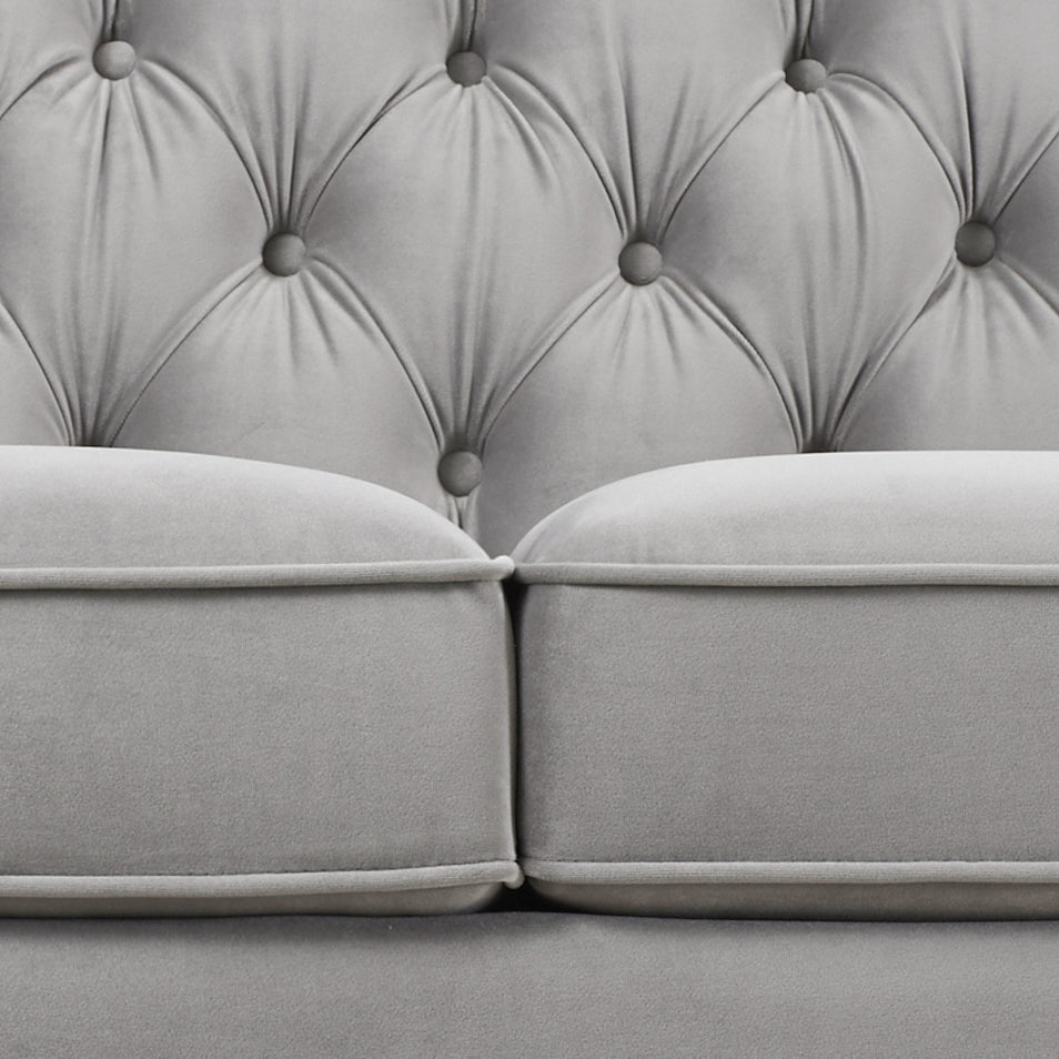 Button Tufted Upholstered Sofa with Sloped Arms