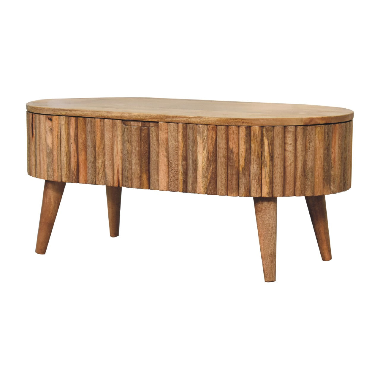 Oval Coffee Table with Lift Top and Wood Frame