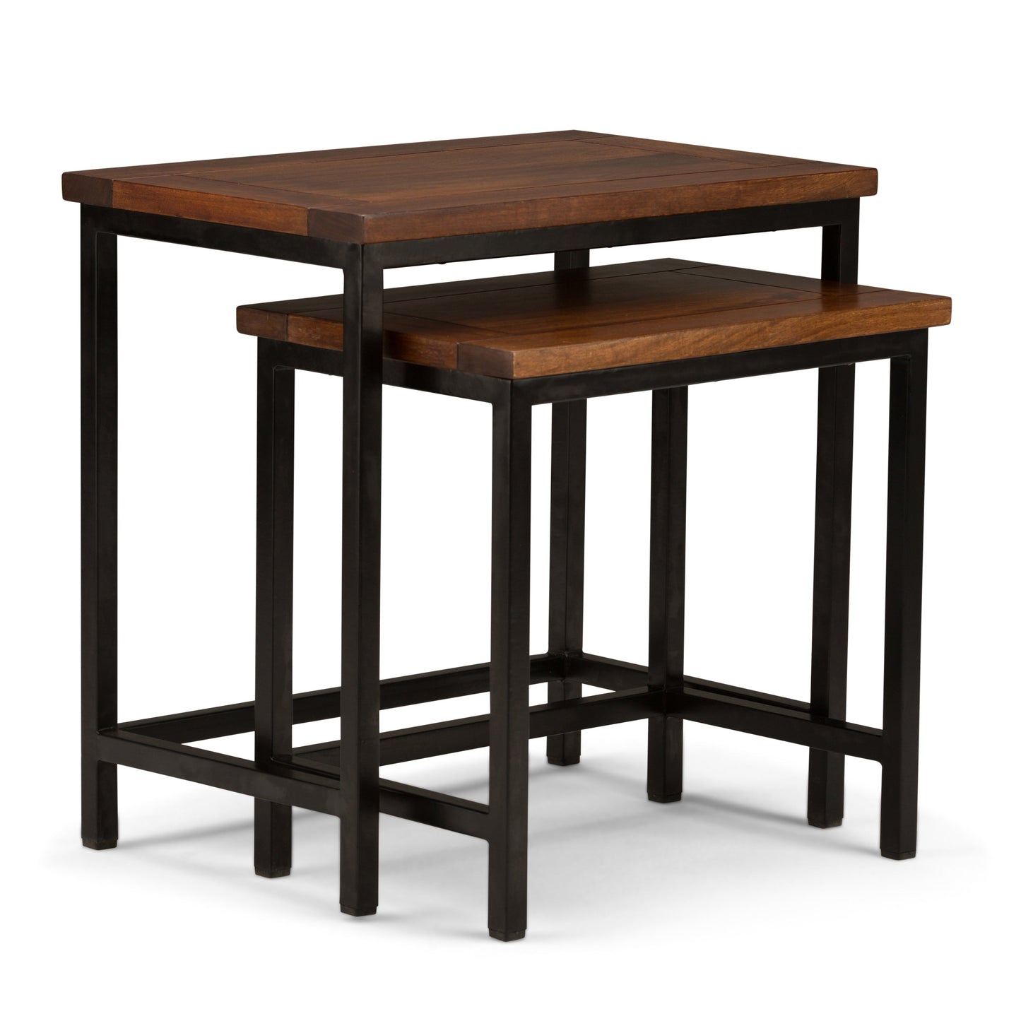 2-Piece Rectangular Nesting Side Table with Metal Frame