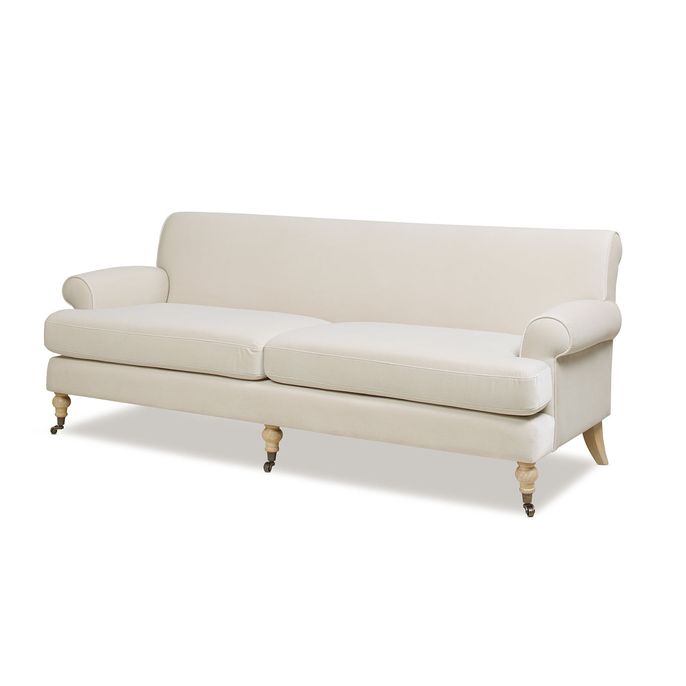 Creations Upholstered Sofa with Metal Casters and 2 Cushions Tightback