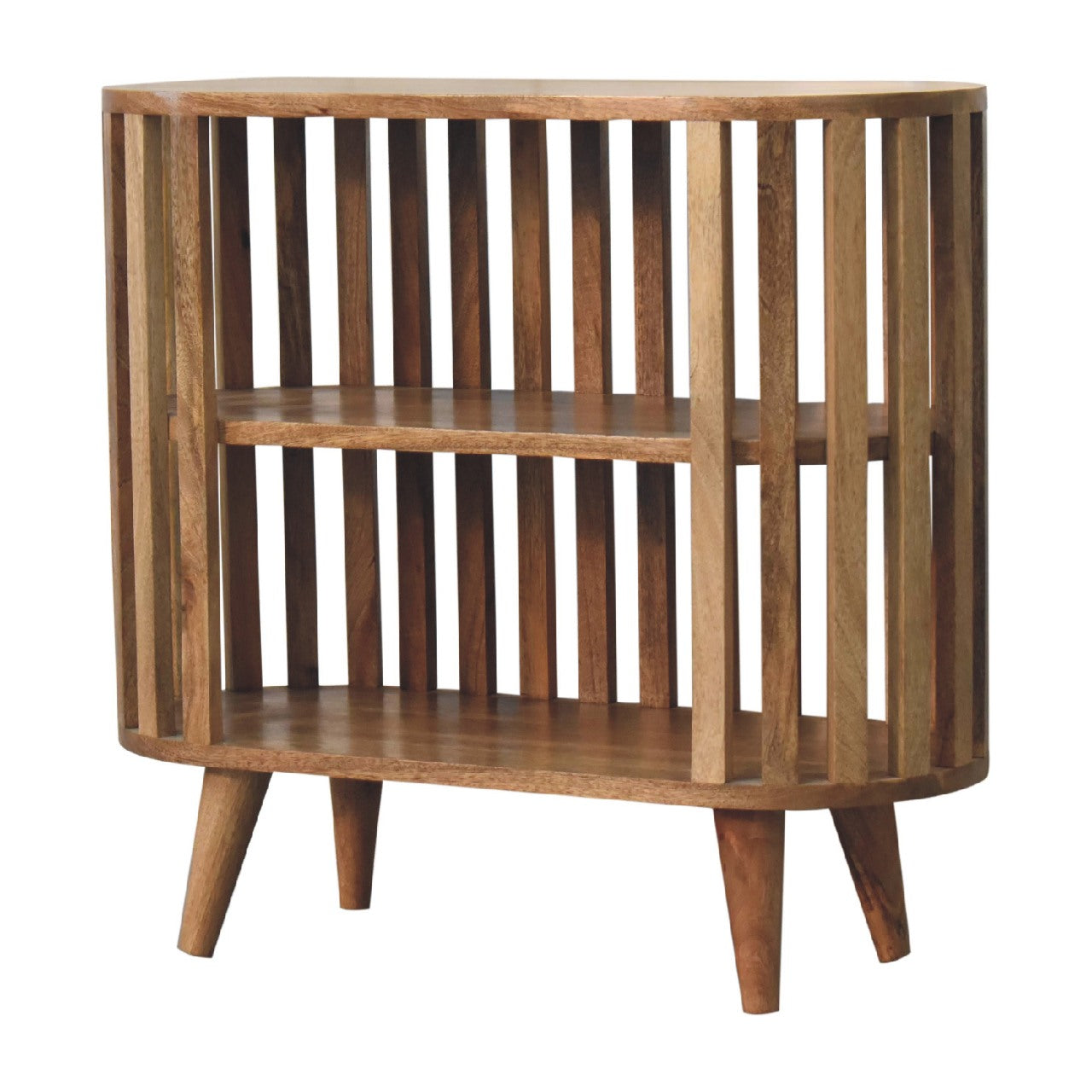 Alliance Wood Cabinet with 2 Shelves and Vertical Slats Design