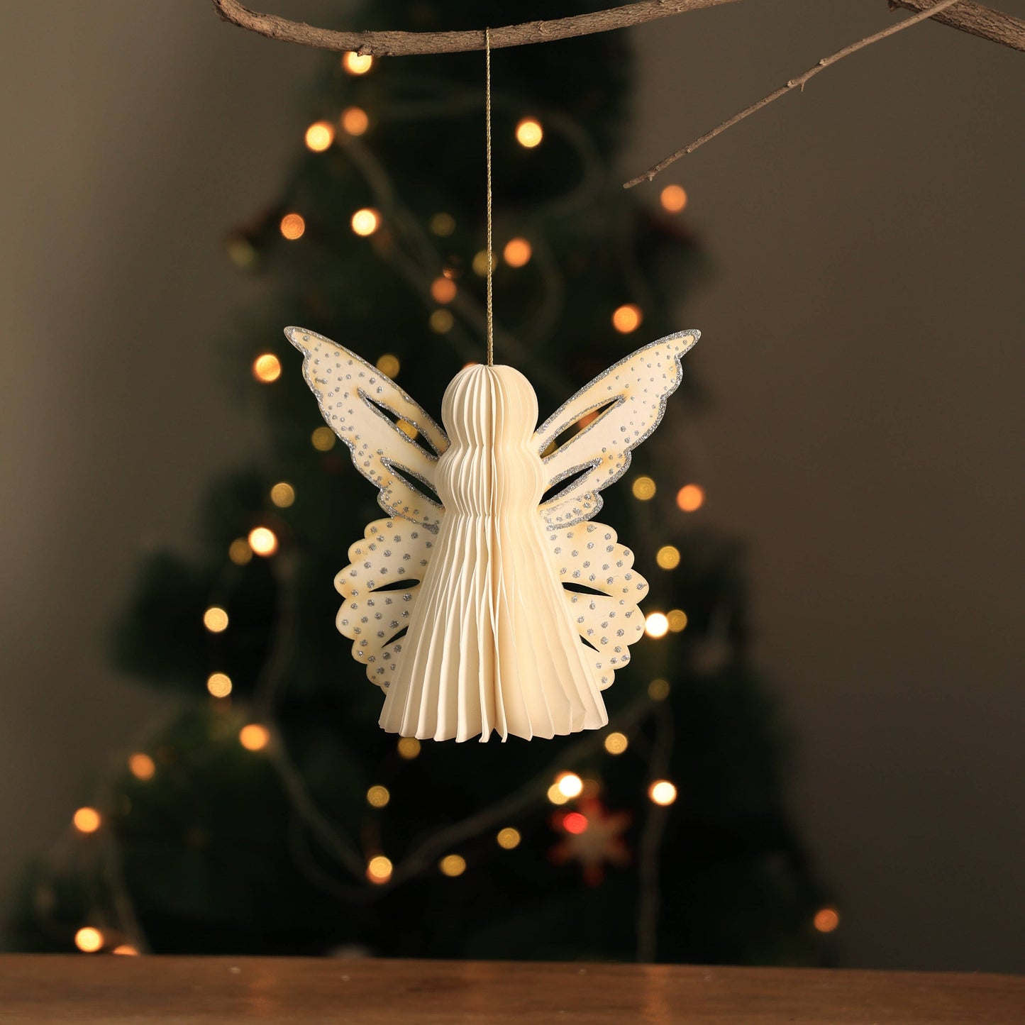 White Plain  Handmade Paper Angel-  Set of 2
