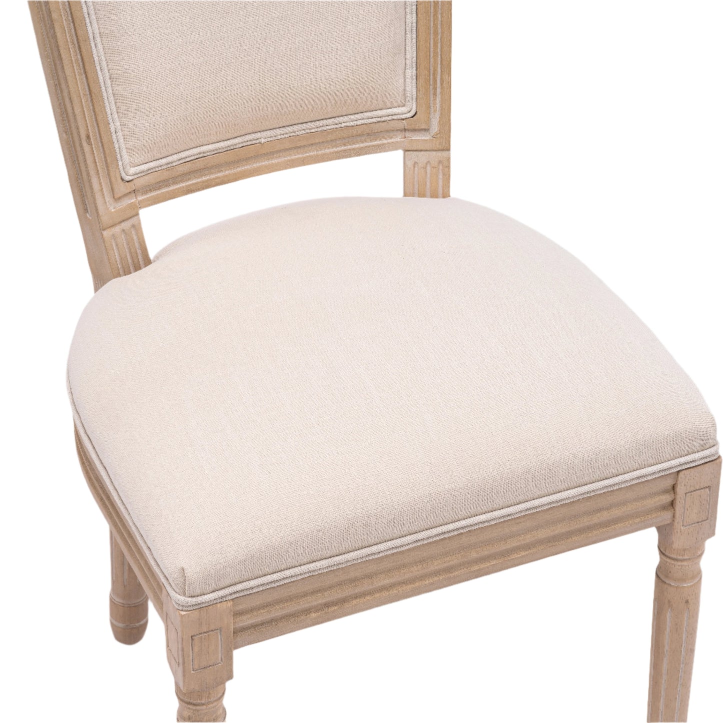 Upholstered Dining Chair with Square Back and Solid Wood Frame, Set of 2