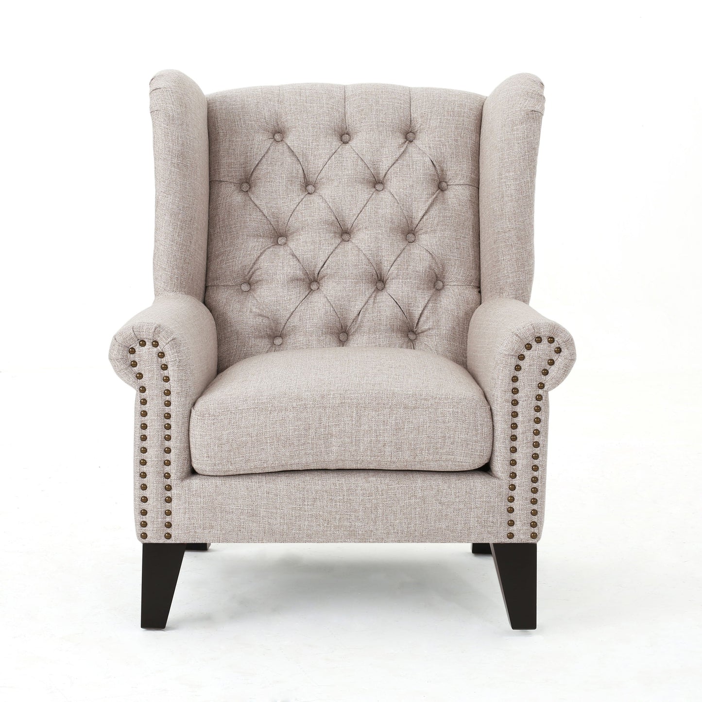 Cerebral Upholstered Wingback Chair with Diamond Tufting and Nailhead Trim