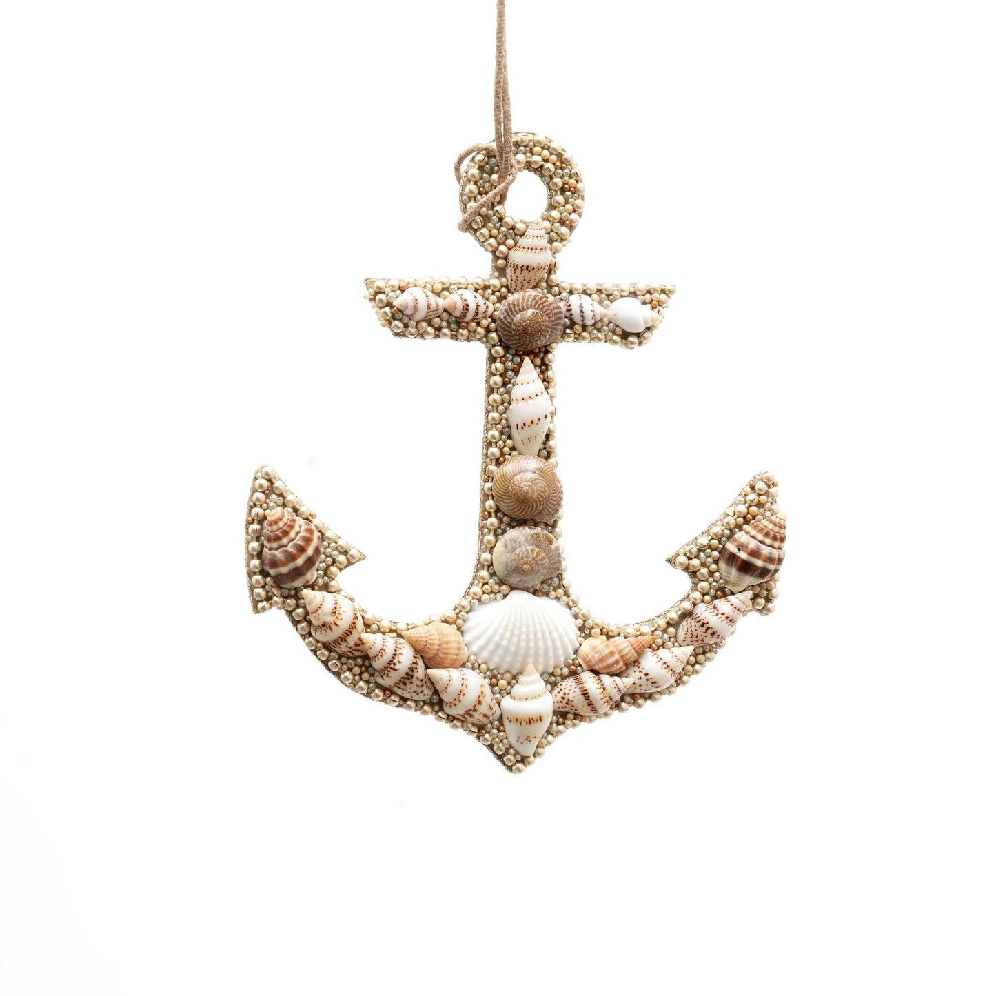 Shell & Glass Beaded Lac Anchor Ornament, Set of 6