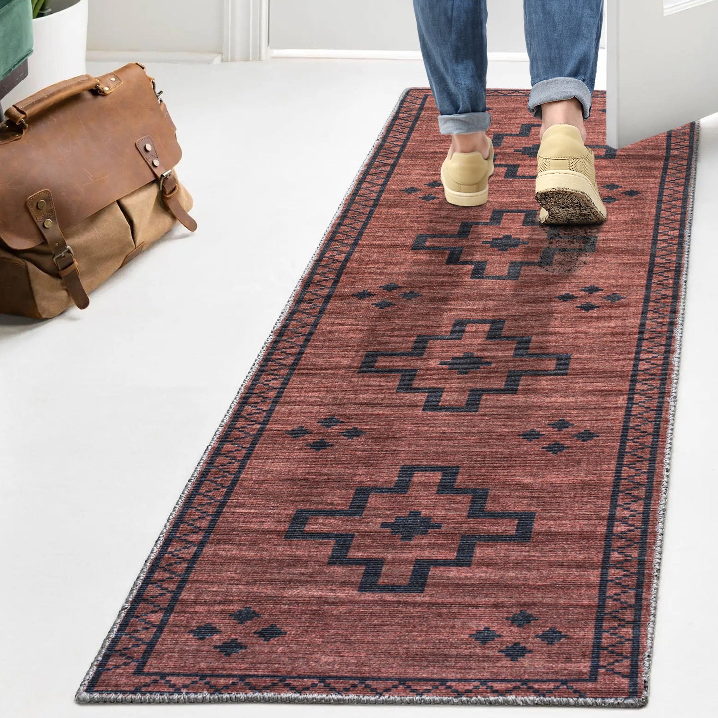 Korsa Geometric Medallion Machine-Washable Area Rug
