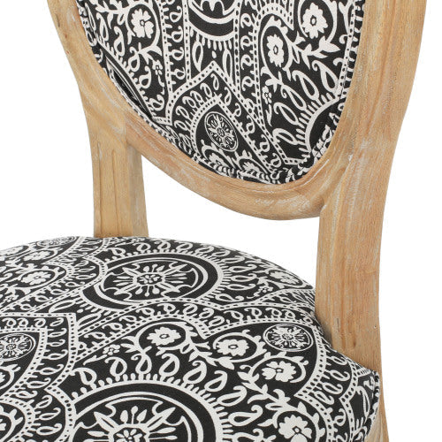 Dynamic Upholstered Dining Chair with Round Backrest and Fluted Legs, Set of 2