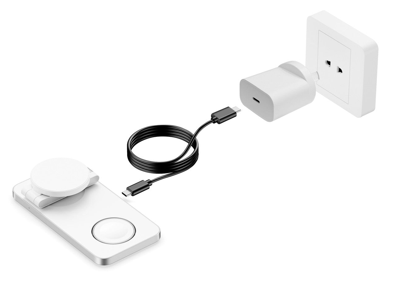ChargeCore 3-in-1 Wireless Charging Stand (White)