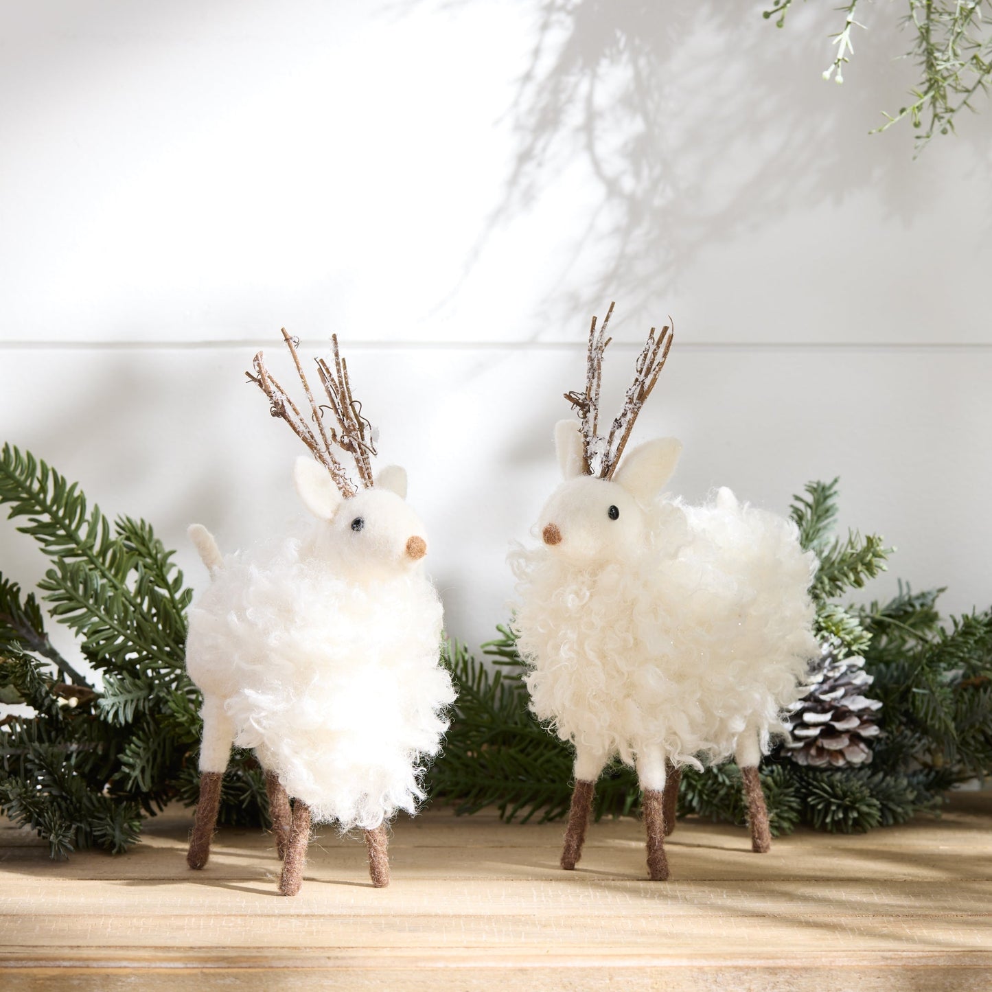 Fluffy Winter Deer Shelf Sitter, Set of 6