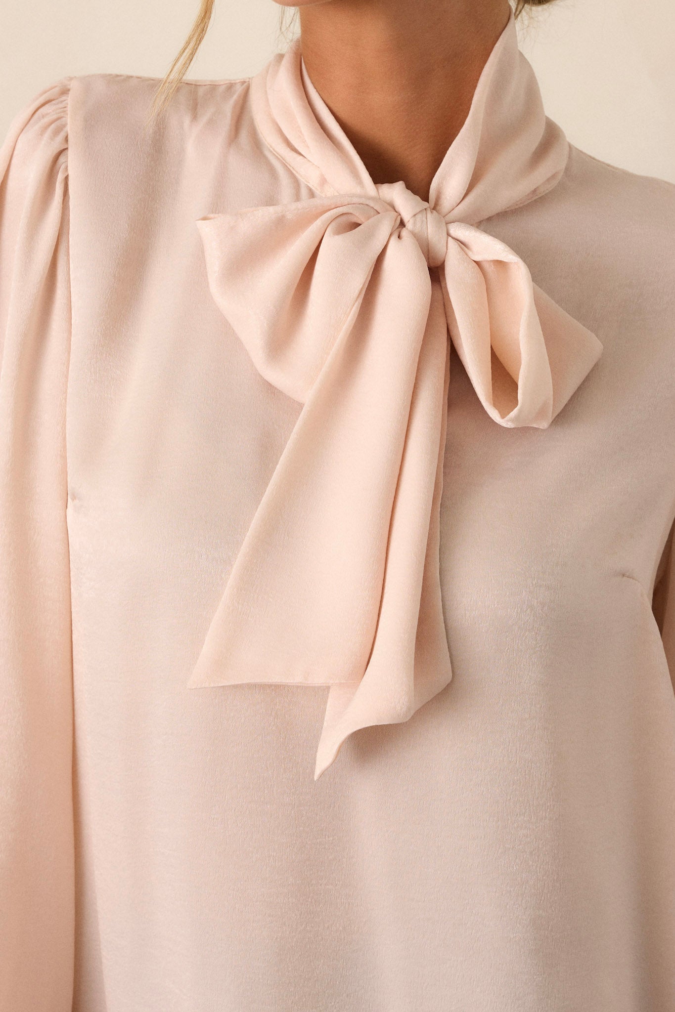 I'm In Charge Champagne Pink Tie Neck Top