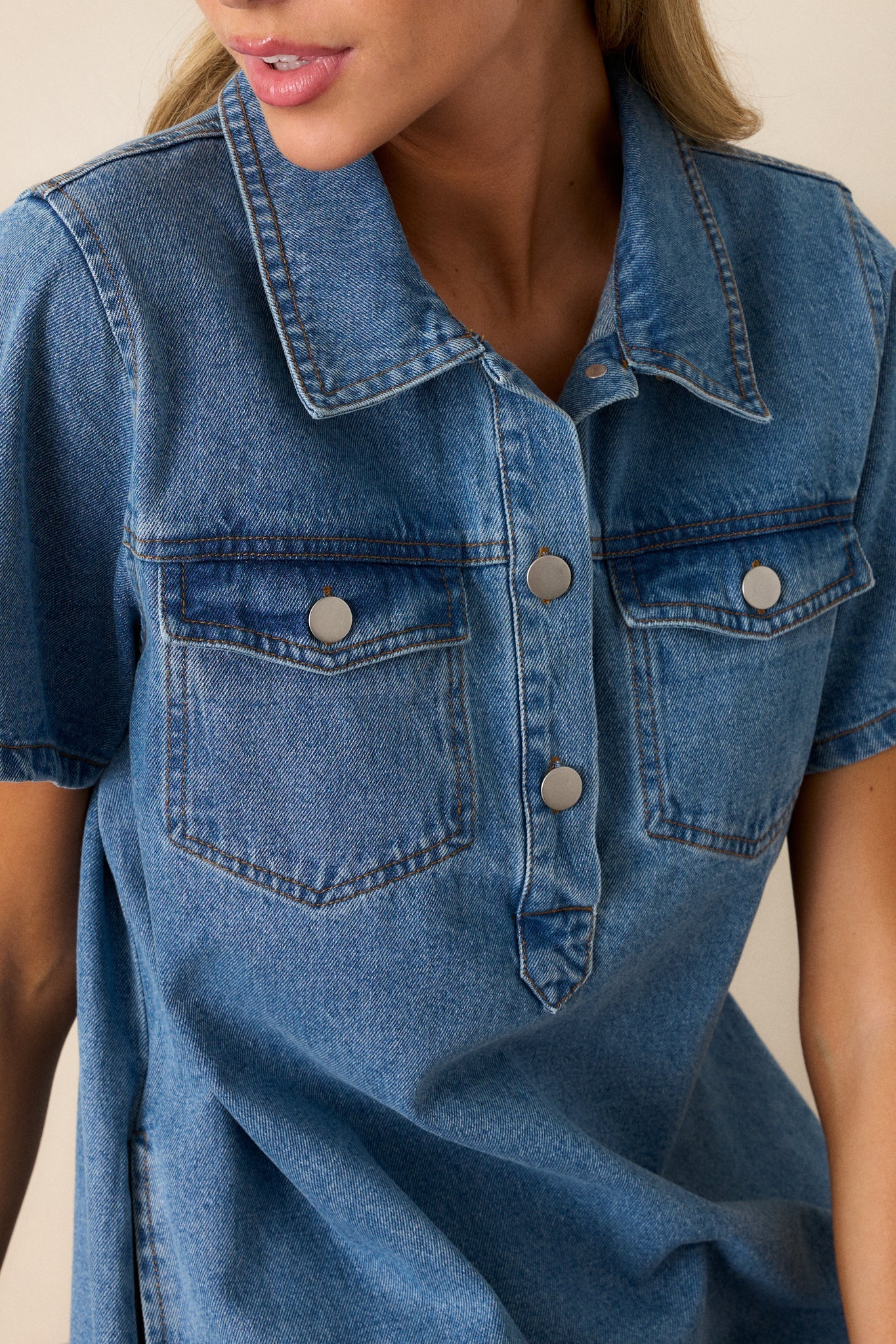 Midnight City Denim Short Sleeve Mini Dress