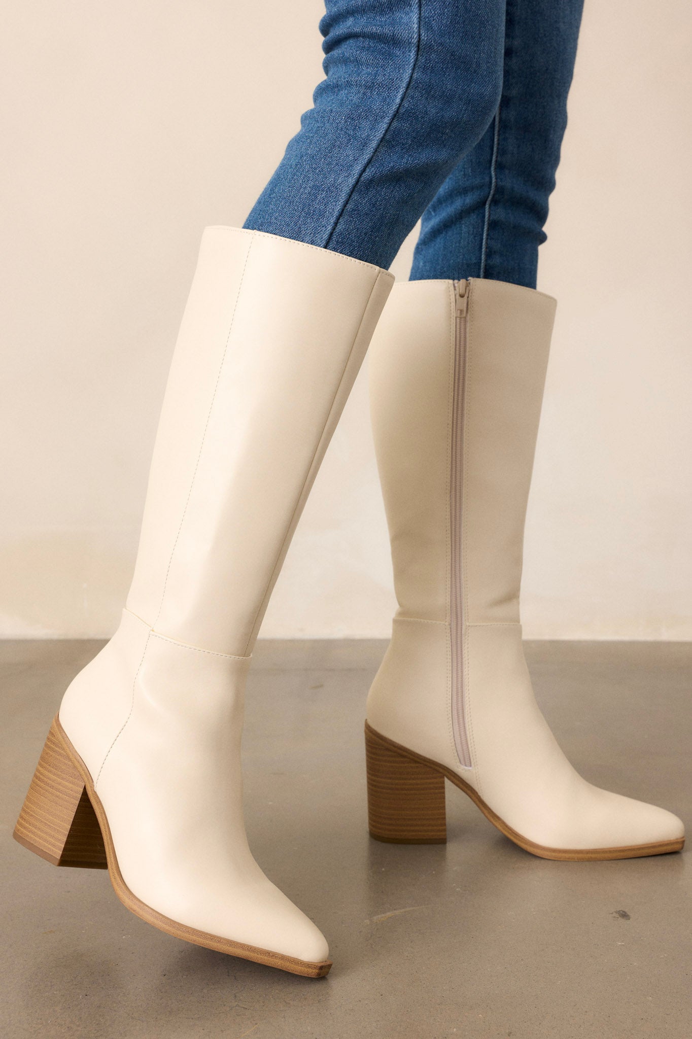 Sapphire Twilight Ivory Knee High Boots