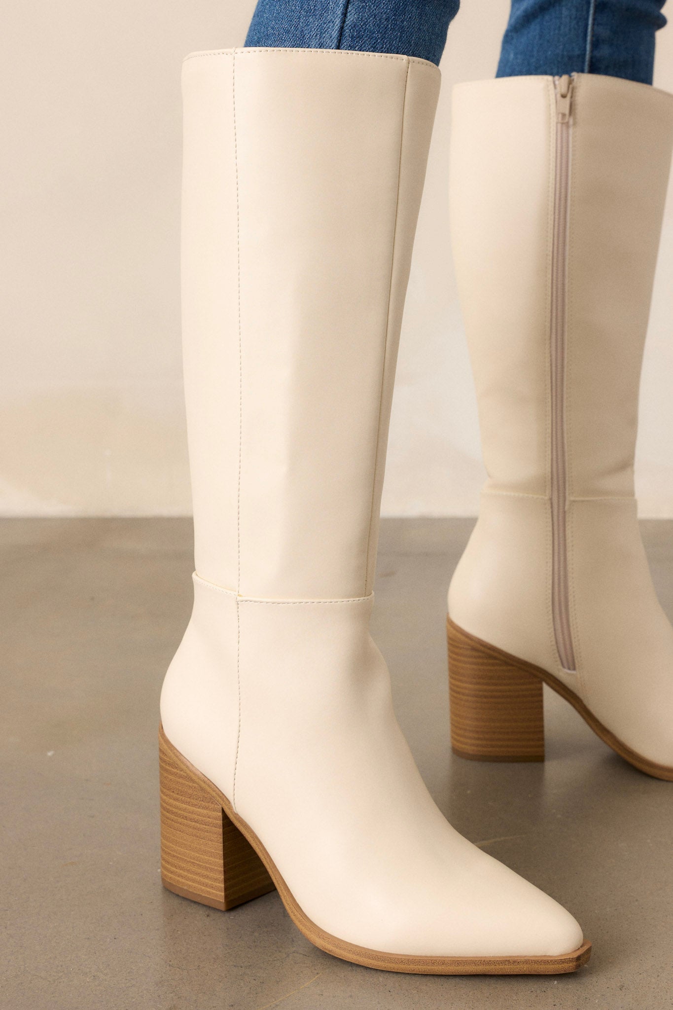 Sapphire Twilight Ivory Knee High Boots