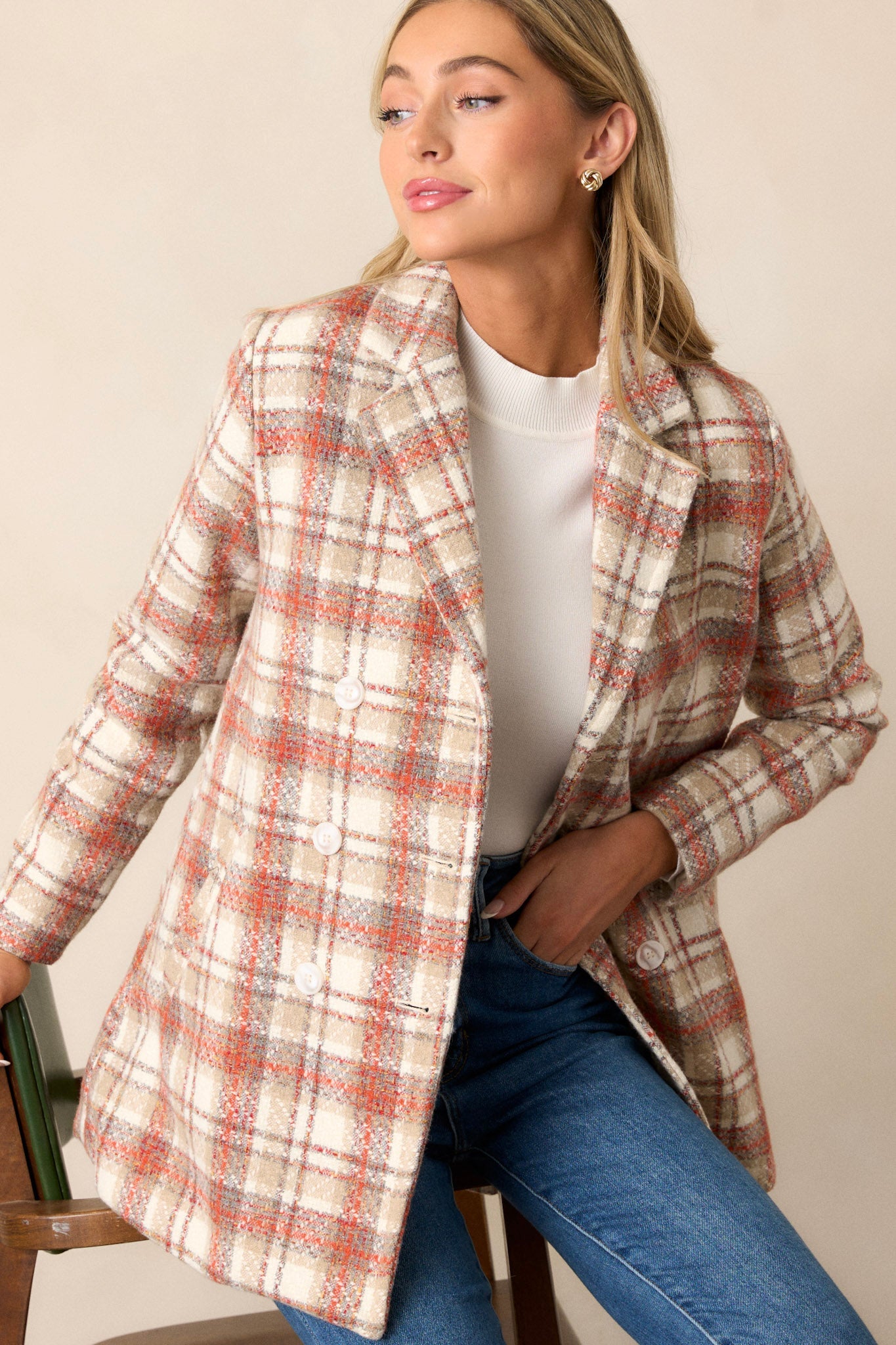 Out Of Your League Beige Multi Tweed Coat