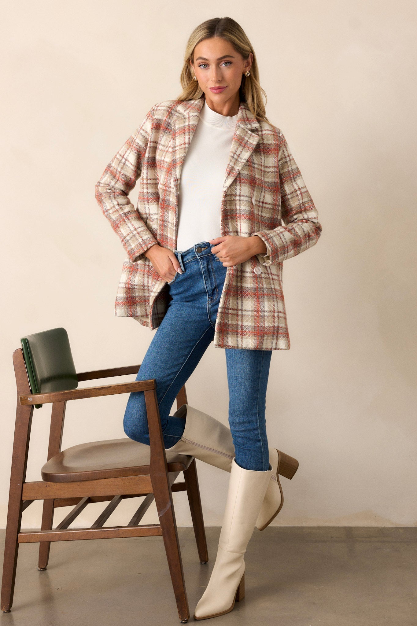 Out Of Your League Beige Multi Tweed Coat