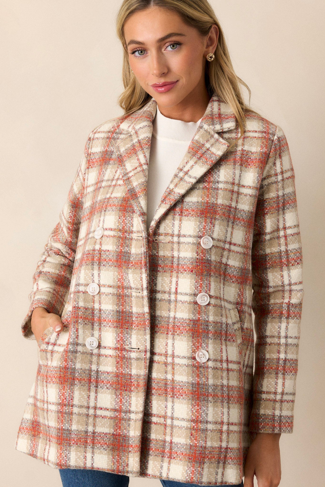 Out Of Your League Beige Multi Tweed Coat