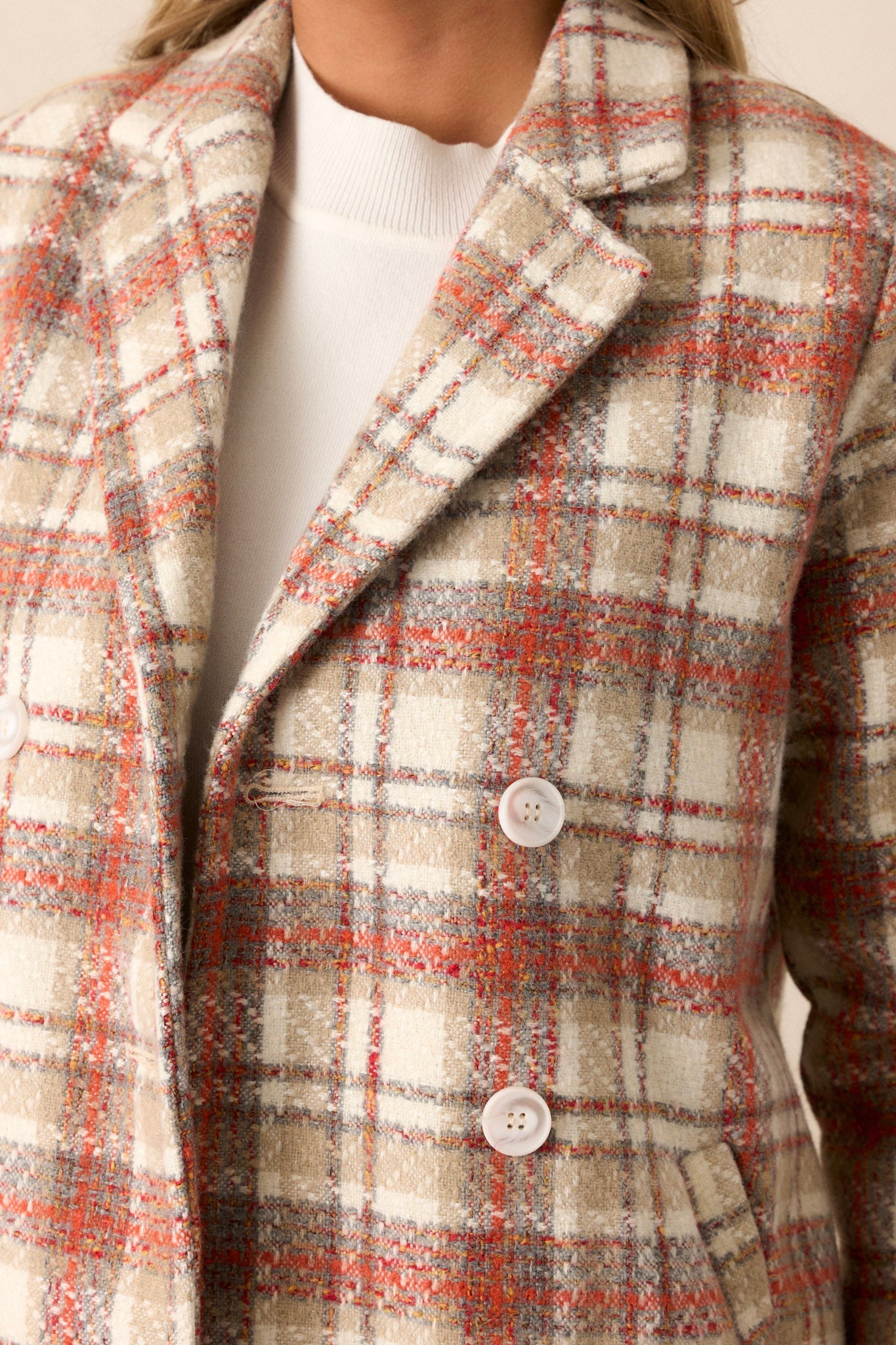 Out Of Your League Beige Multi Tweed Coat