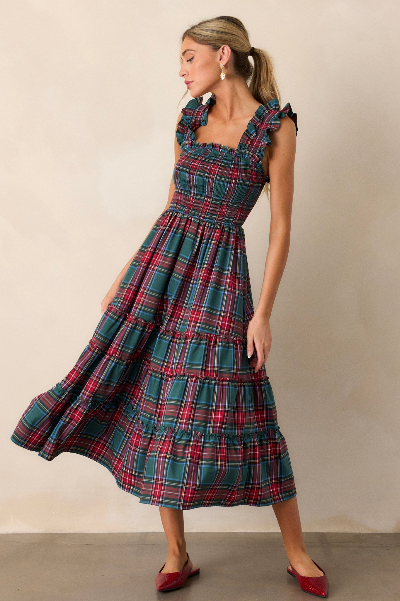 Pride And Joy Green Plaid Midi Dress