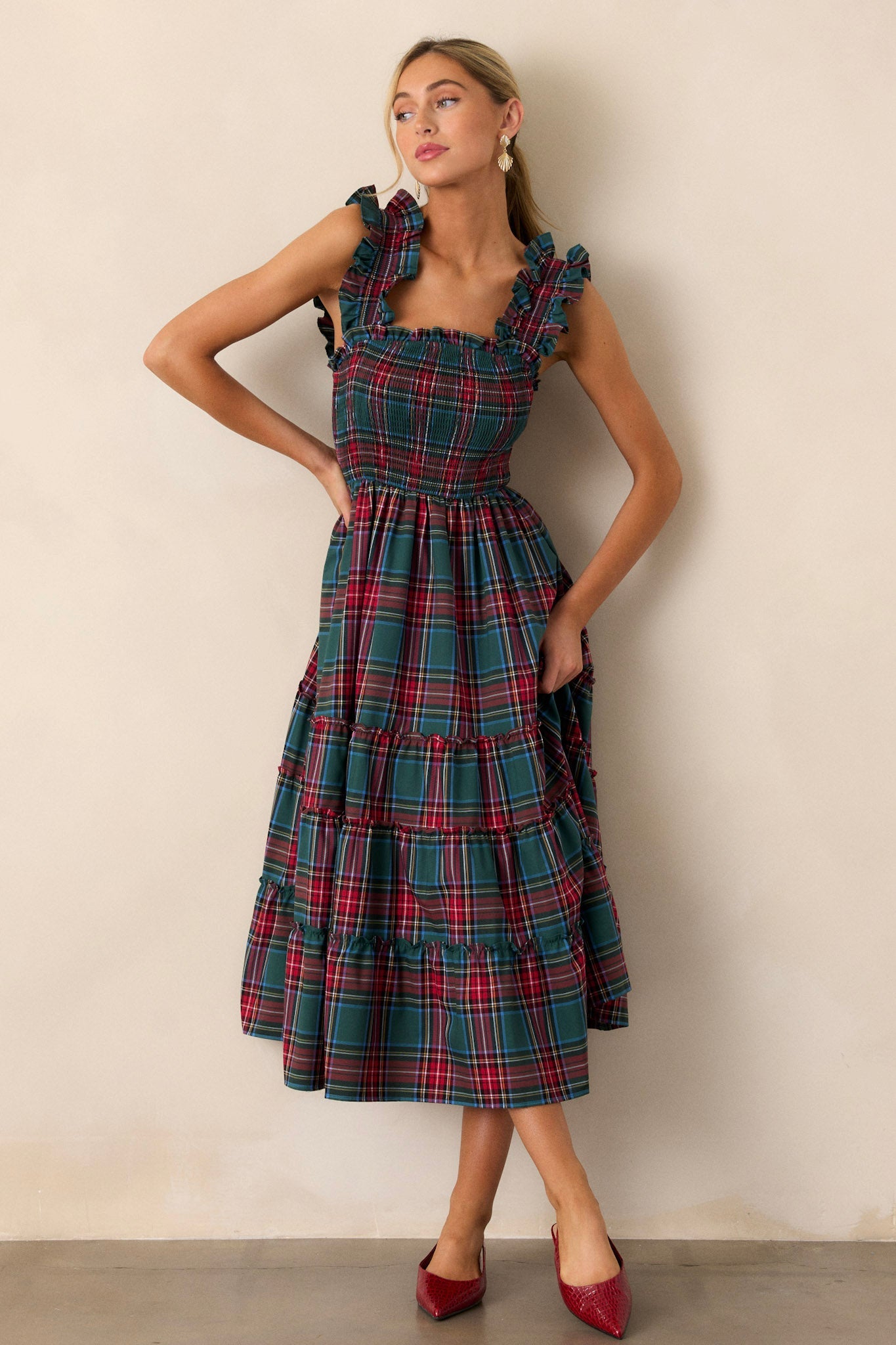 Pride And Joy Green Plaid Midi Dress