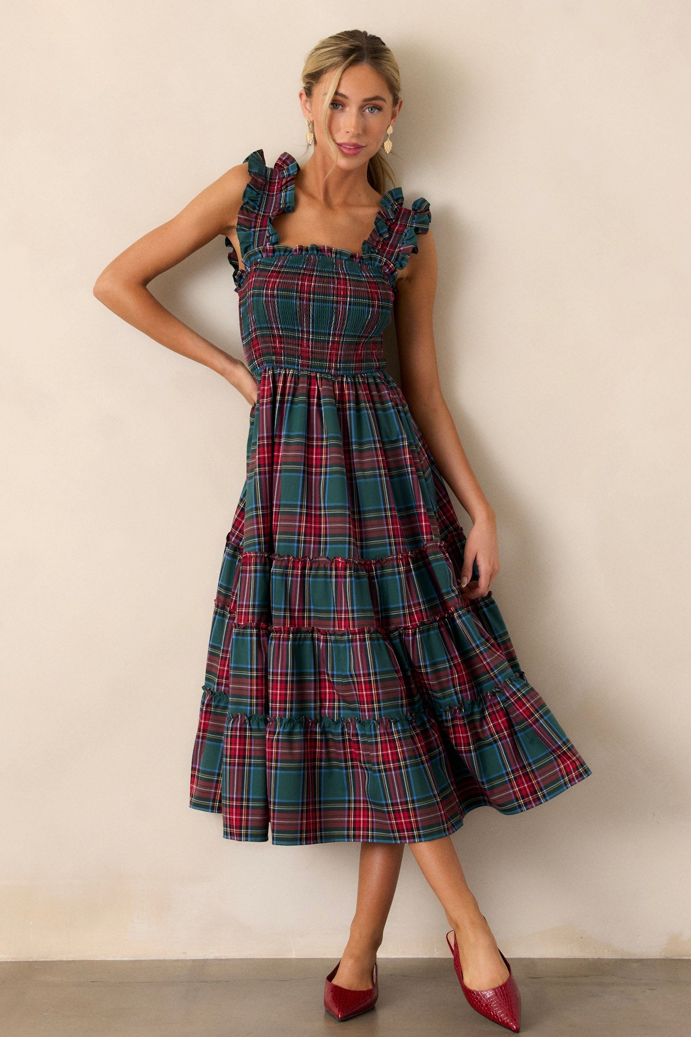 Pride And Joy Green Plaid Midi Dress