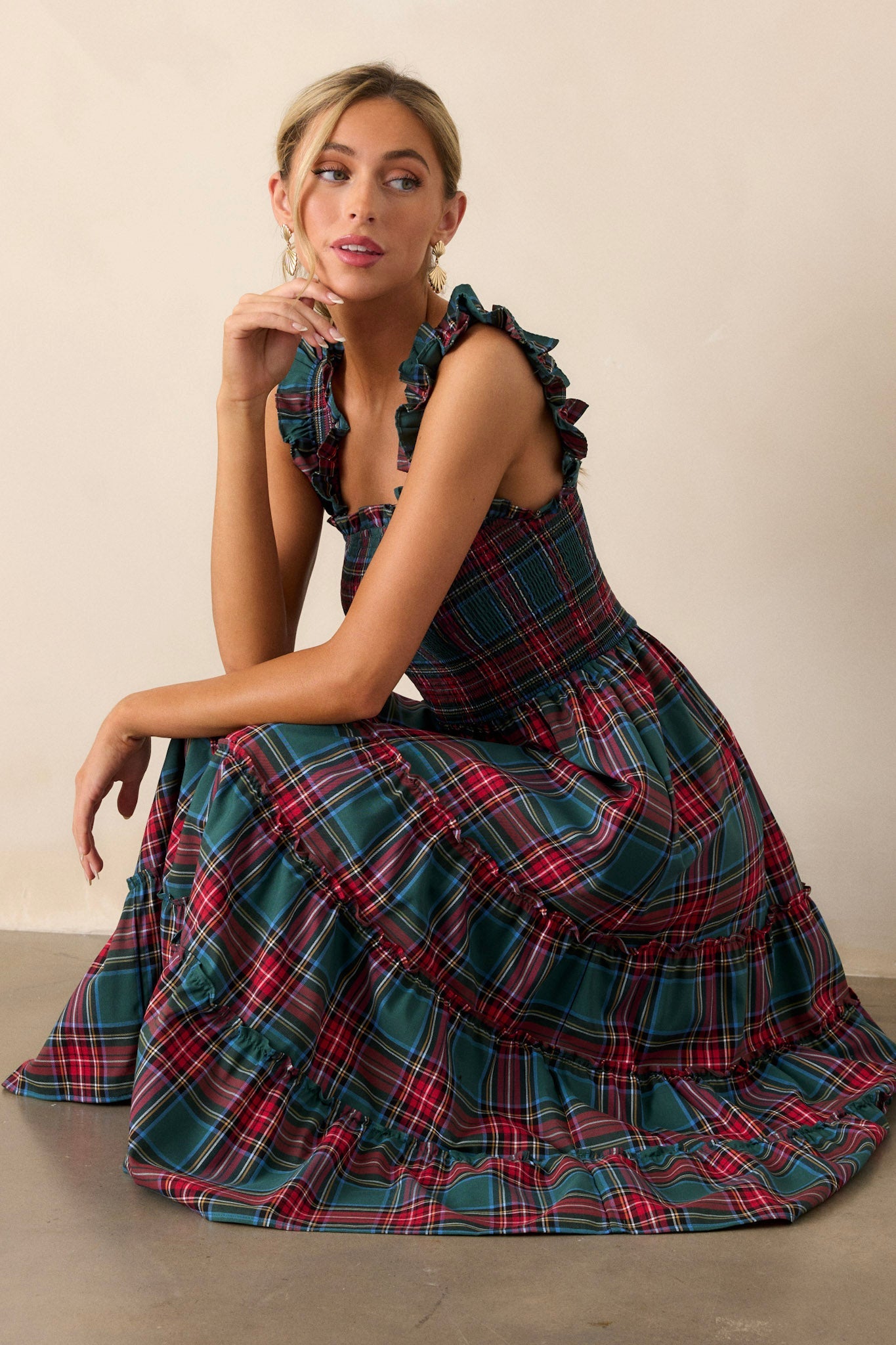 Pride And Joy Green Plaid Midi Dress