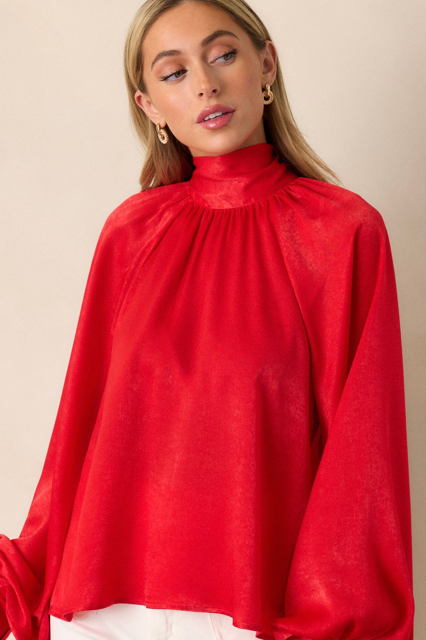 World Class Red Bow Tie Blouse