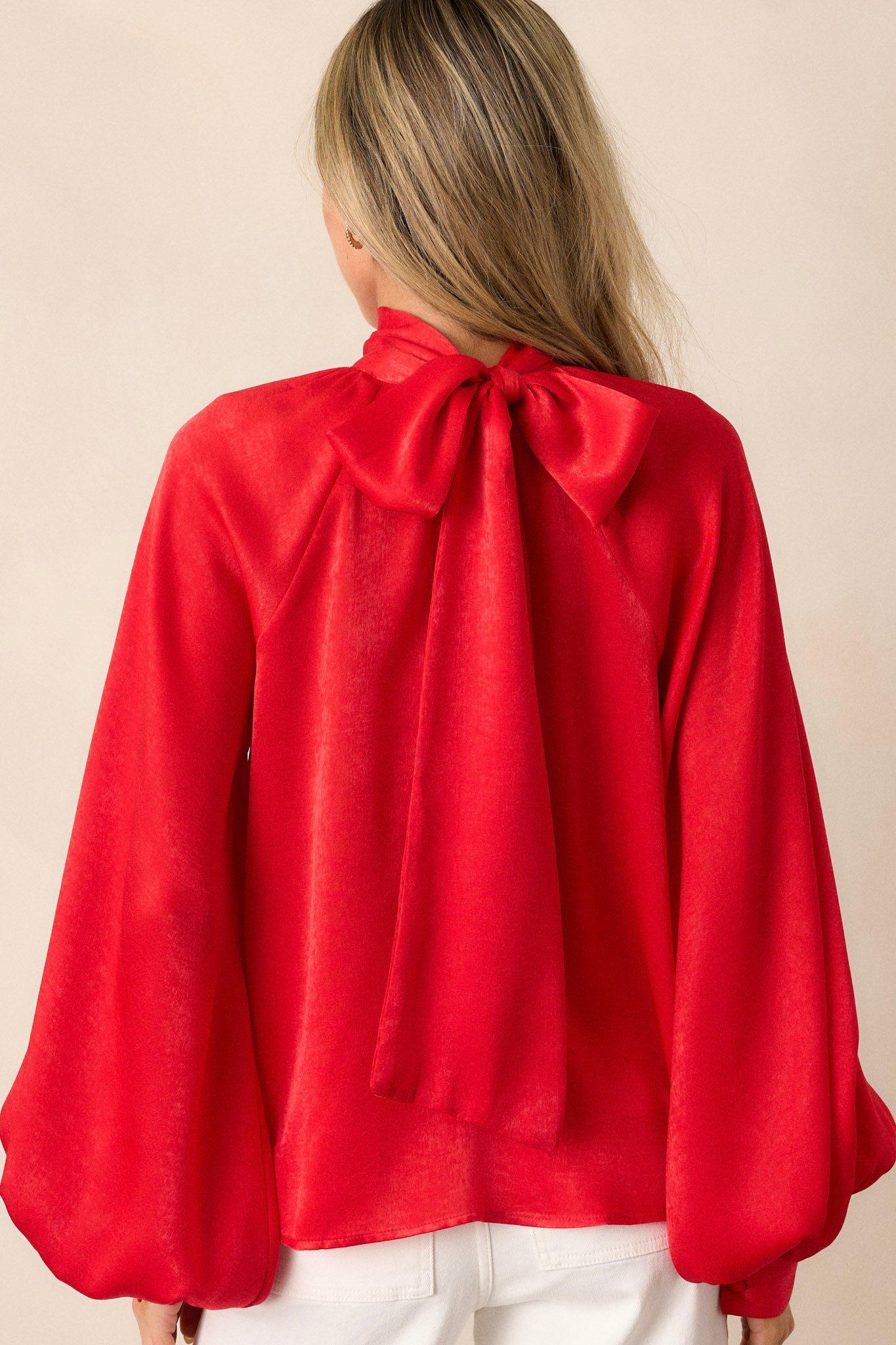 World Class Red Bow Tie Blouse