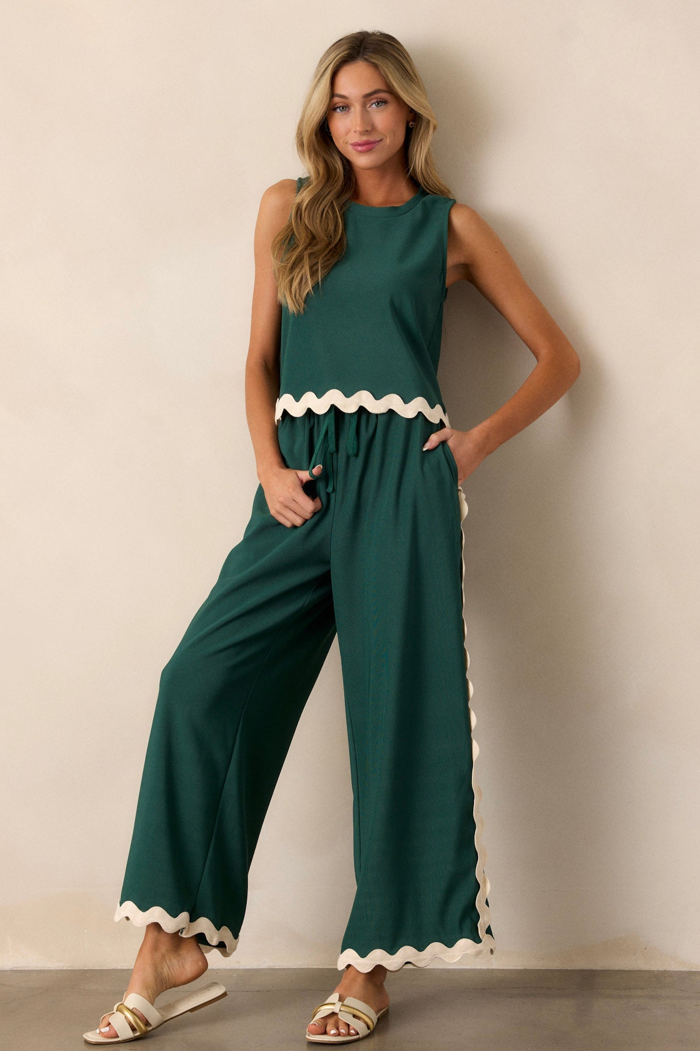 Summer Nights Hunter Green Ricrac Tank Top