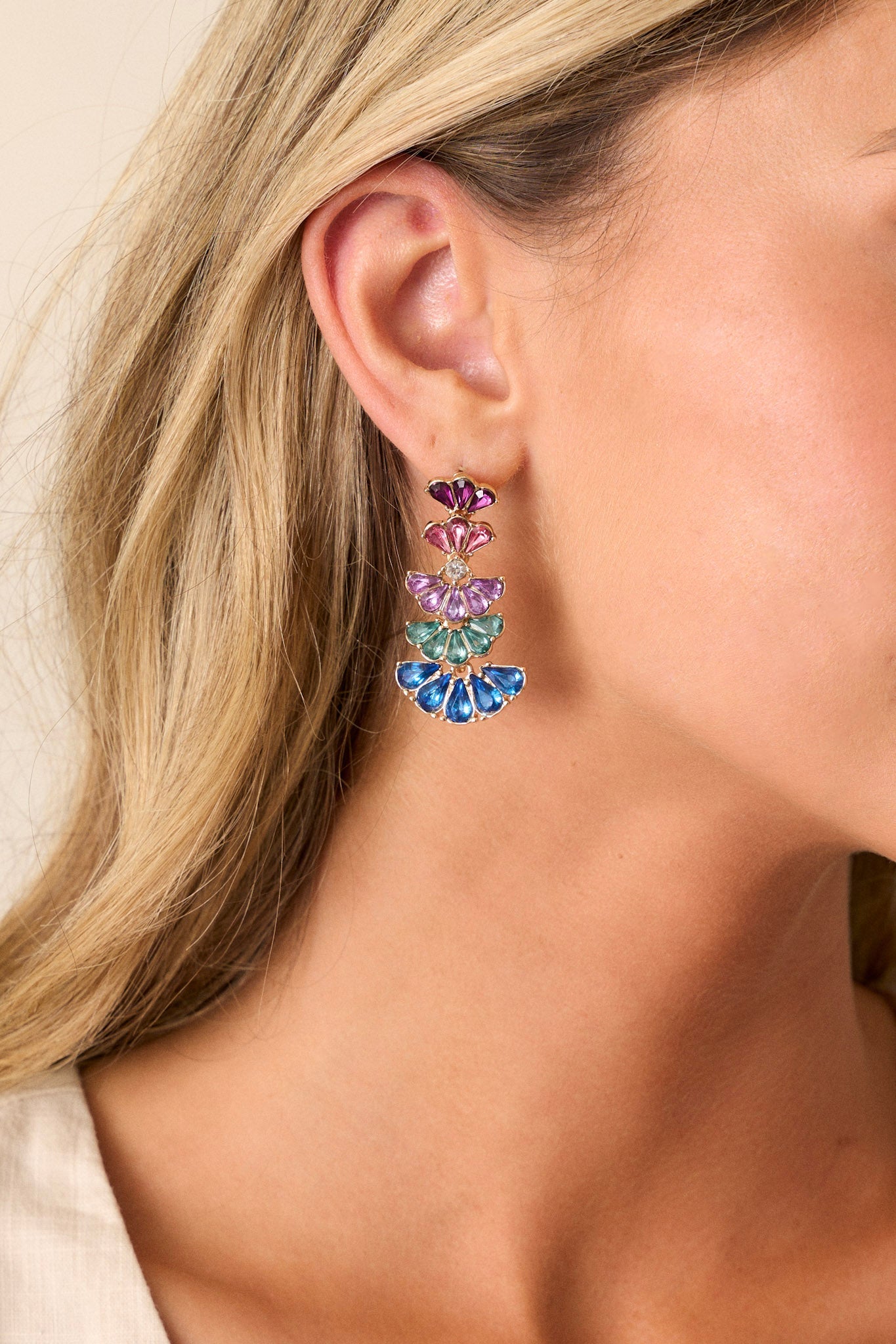 Mystic Horizon Gold & Multi Drop Earrings