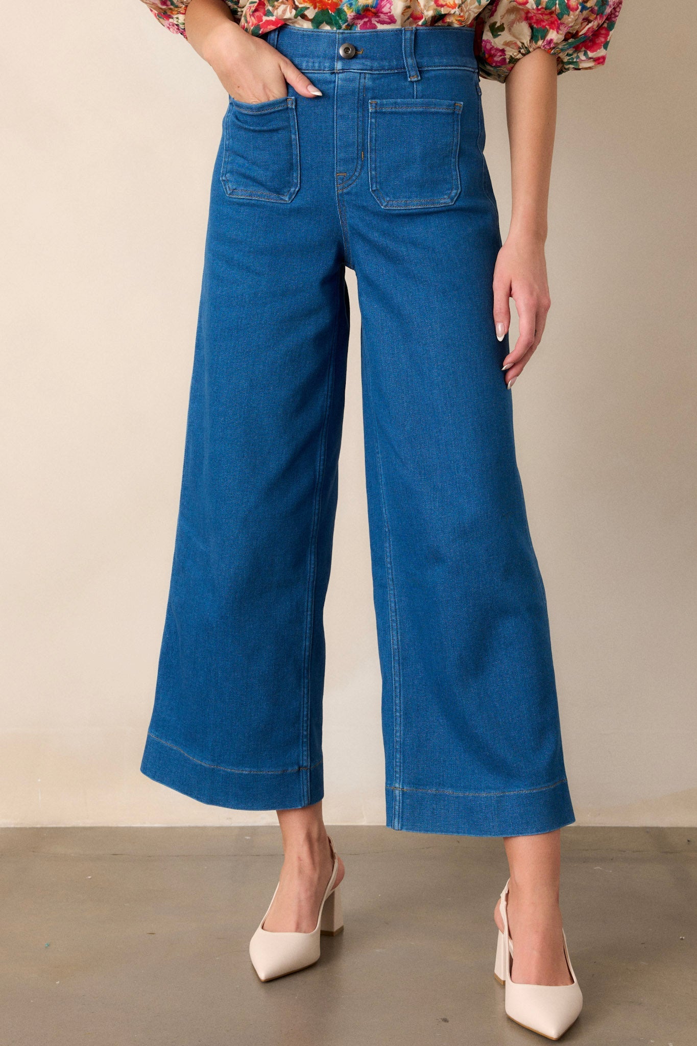 SPANXshape®  EveryWear Cropped Washed Blue Wide Leg Jeans