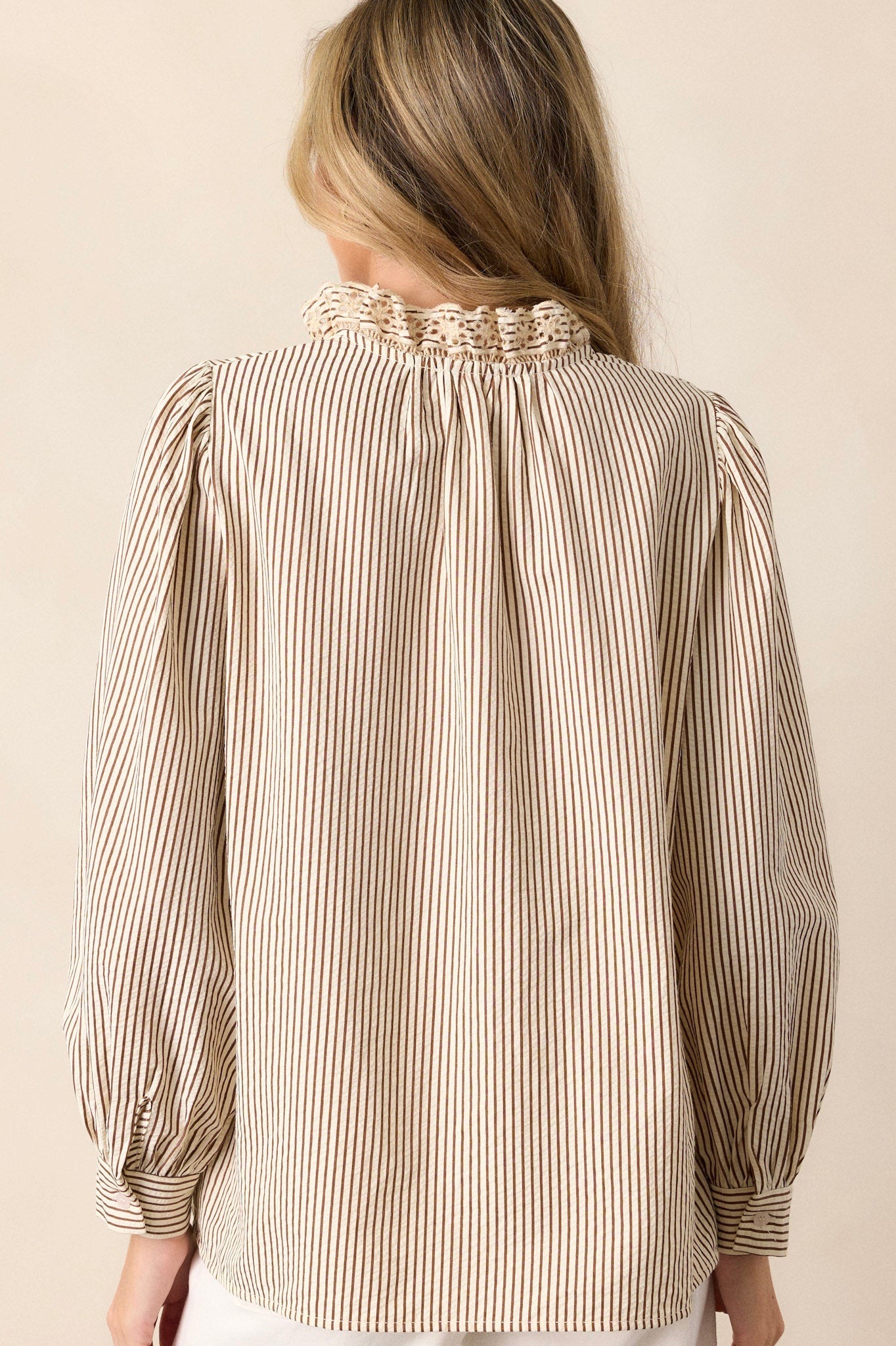 Not Over Yet Brown Stripe Long Sleeve Top