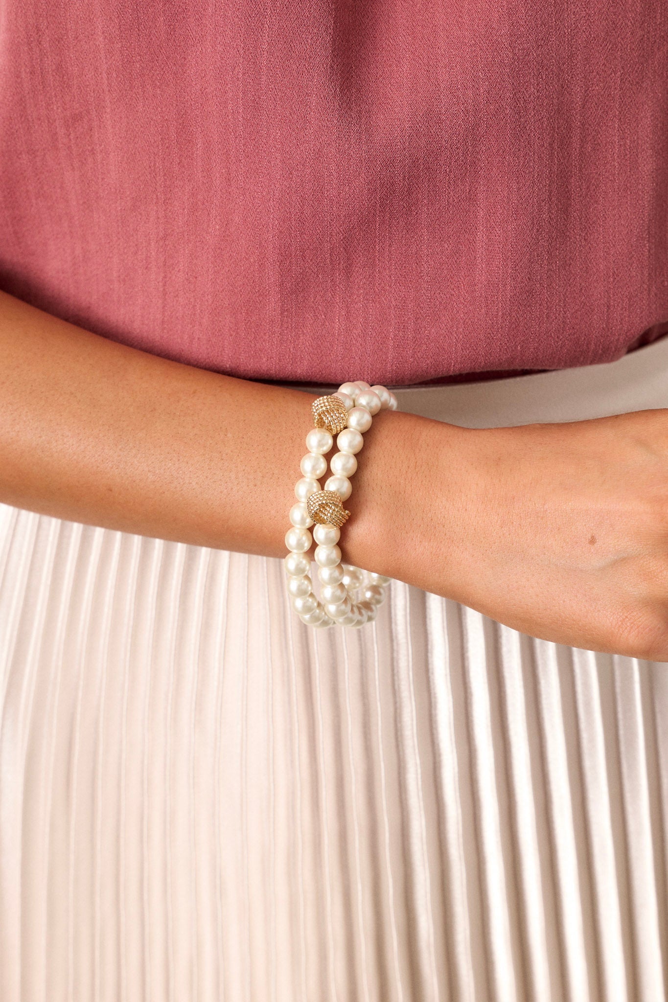 New Beginnings Ivory Pearl & Gold Bracelet Set