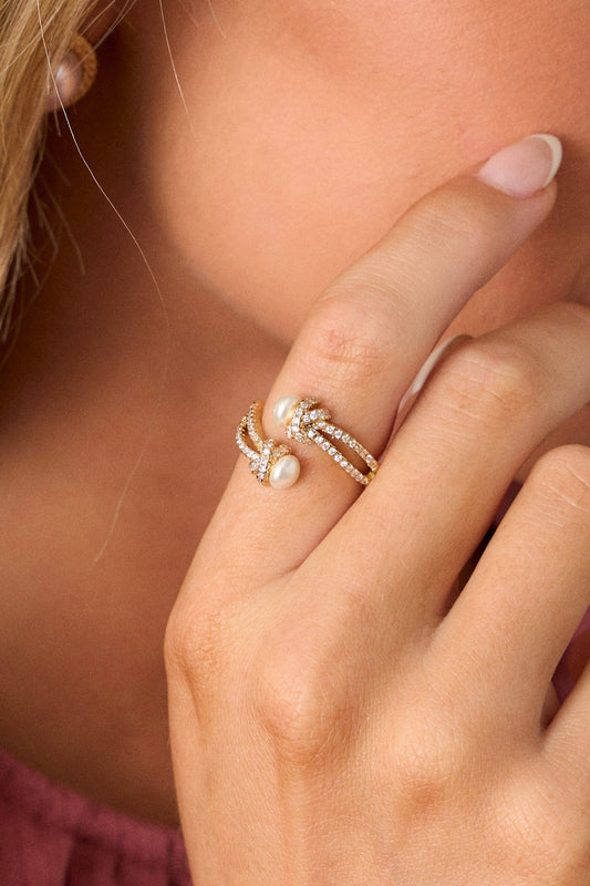 Lost Frequencies Ivory Pearl & Gold Wrap Ring