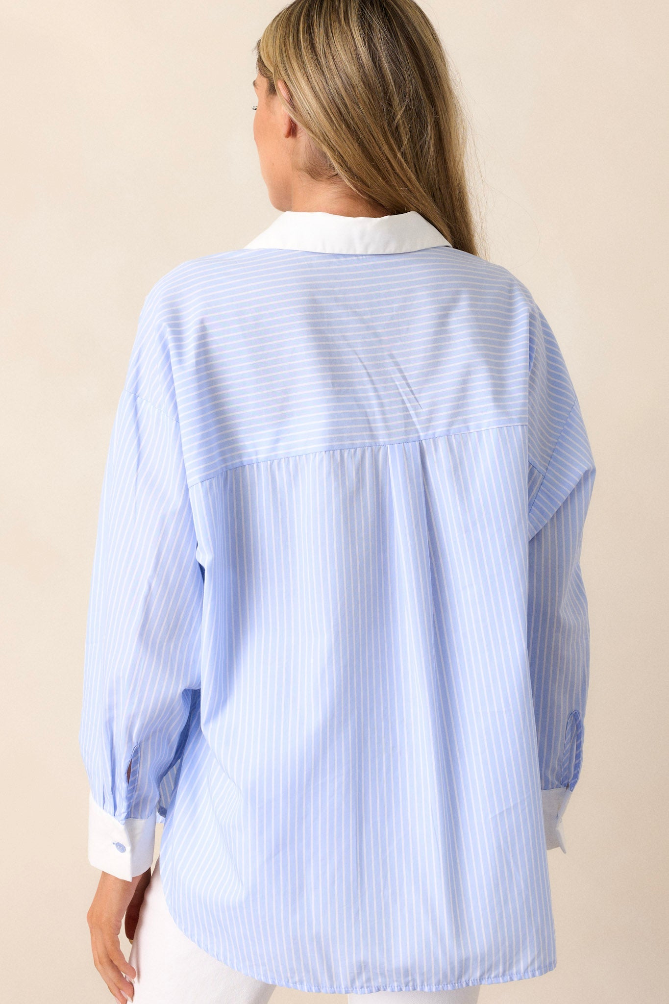Vintage Verve 100% Cotton Blue Stripe Button Front Top