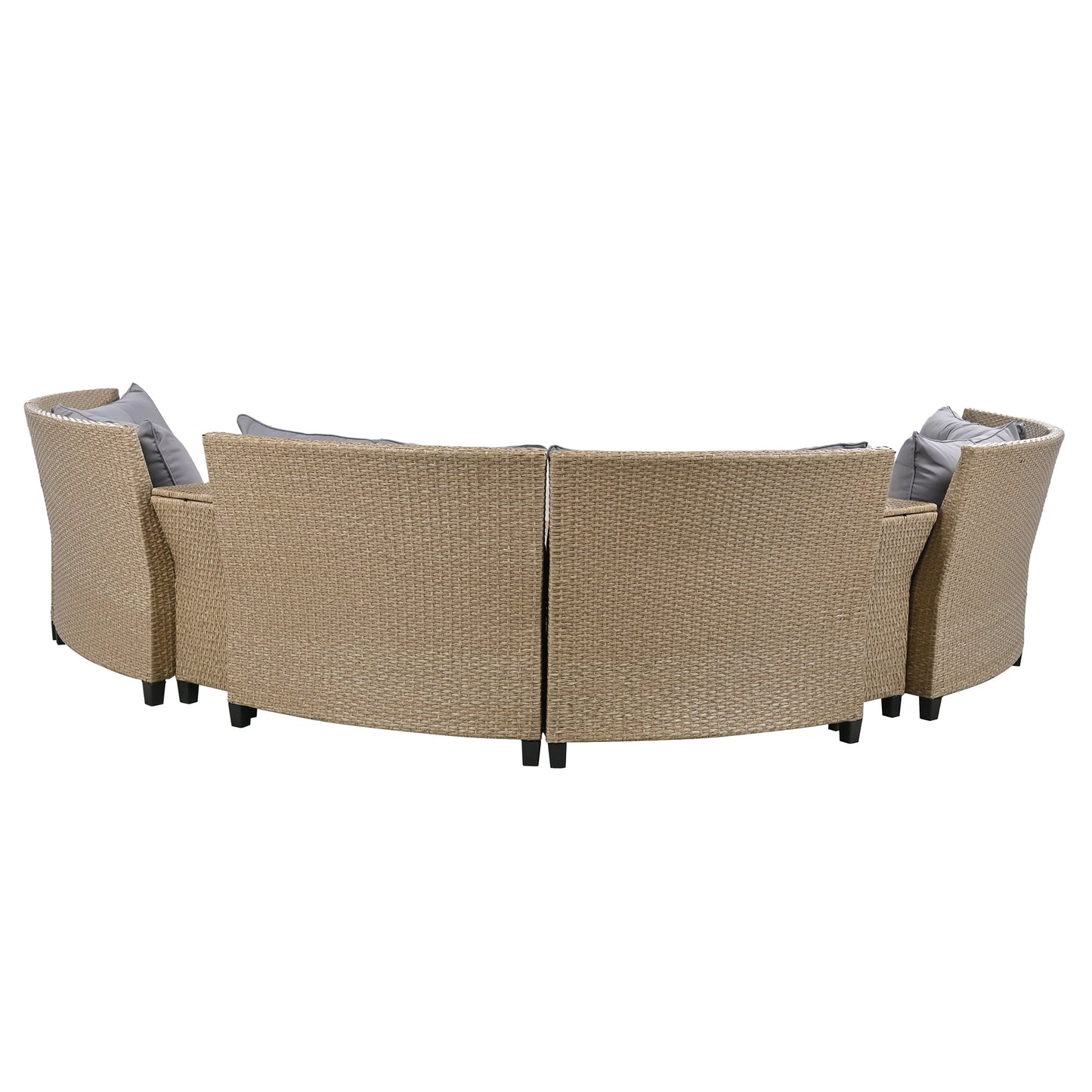 9-Piece Outdoor Fan-shaped Sofa Set with Cushions and Table