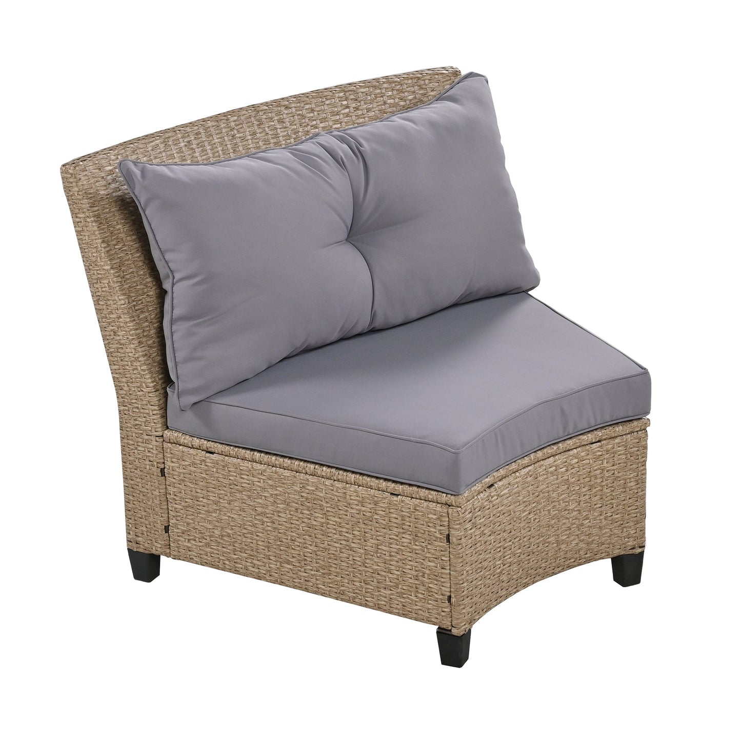 9-Piece Outdoor Fan-shaped Sofa Set with Cushions and Table