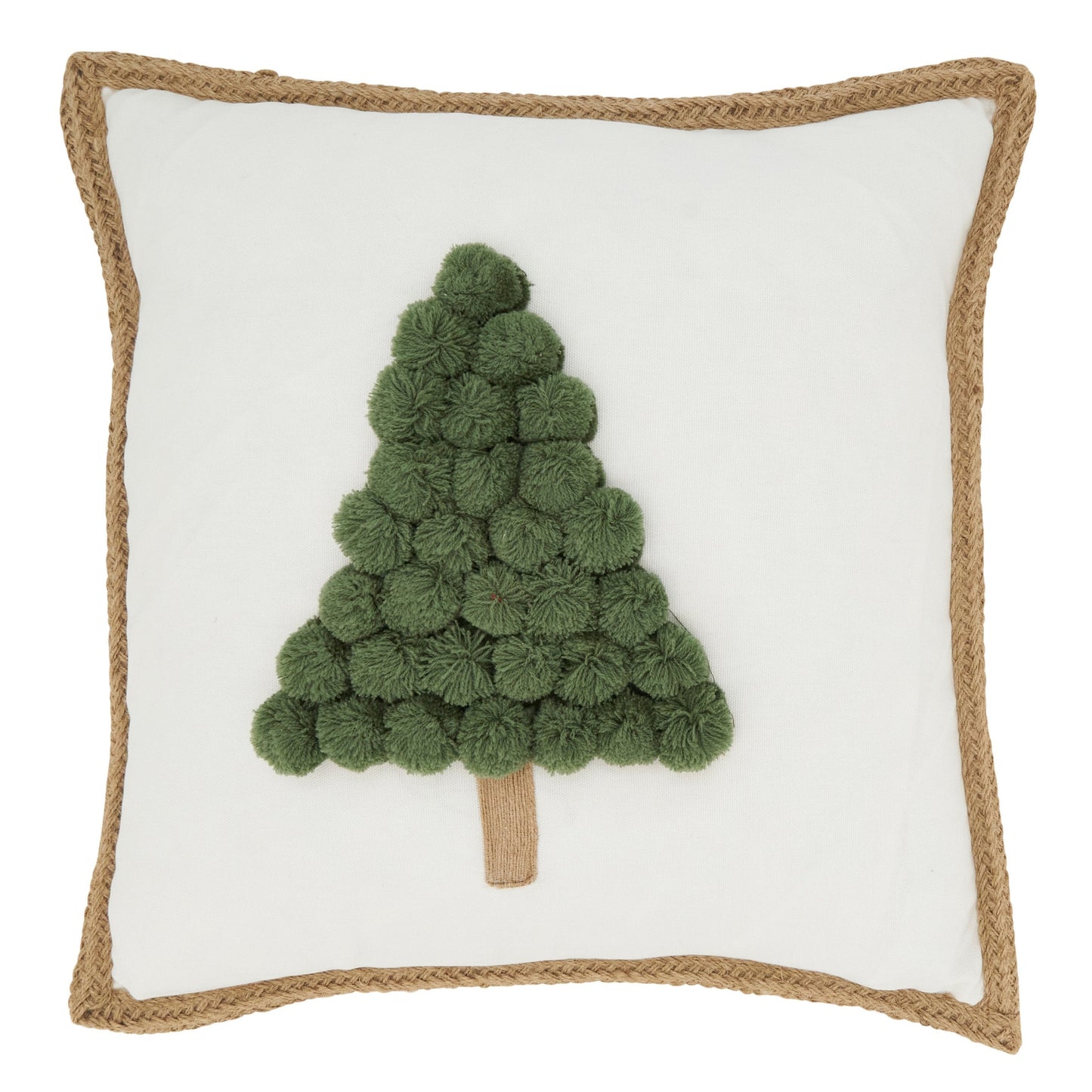 Pom Pom Christmas Tree Pillow, Down Filled