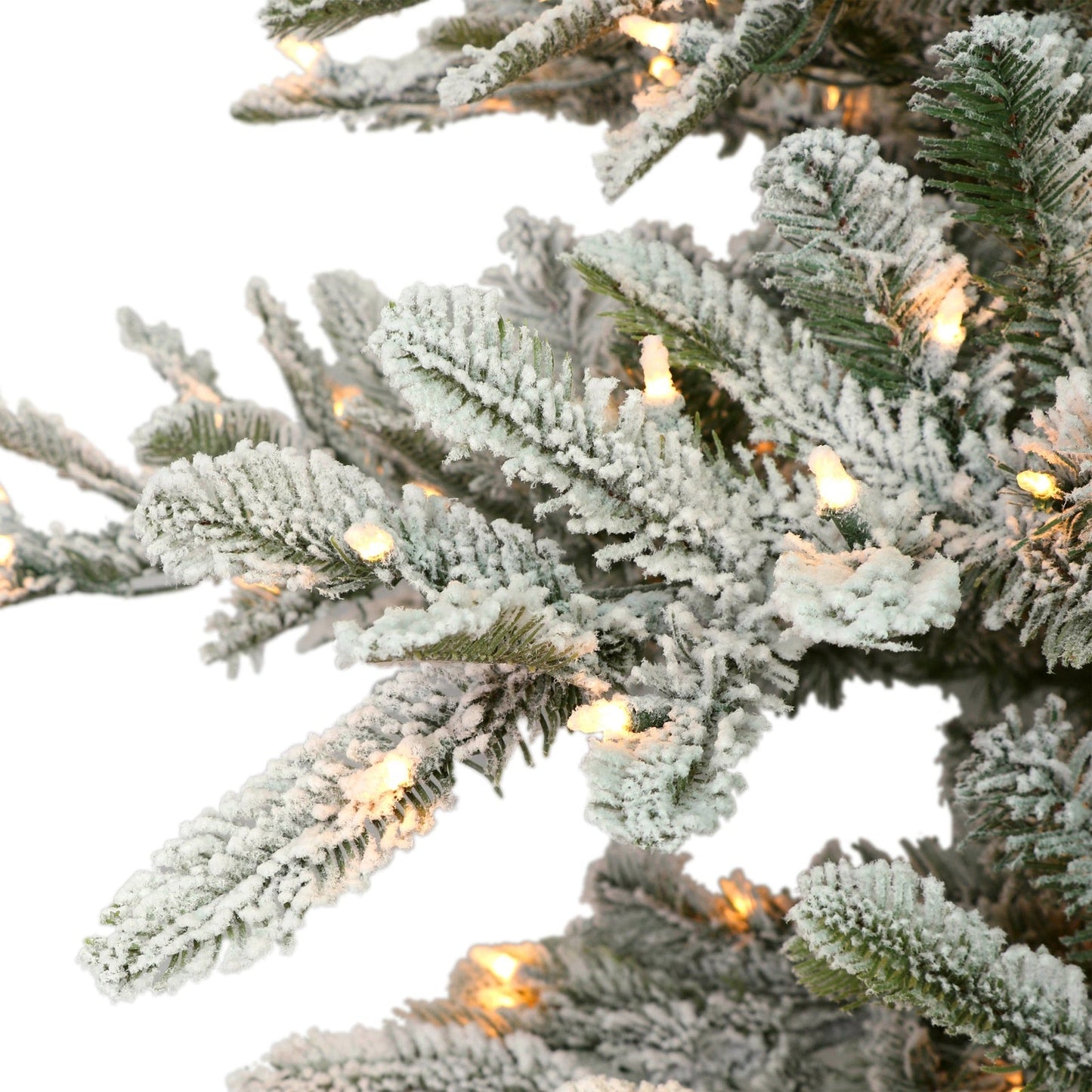 6.5 ft Pre-lit Slim Flocked Aspen Fir Artificial Christmas Tree with Clear Lights & Metal Stand