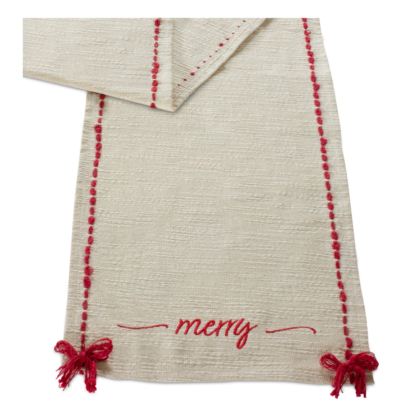 Ribbon Embroidered Merry Table Runner 72"