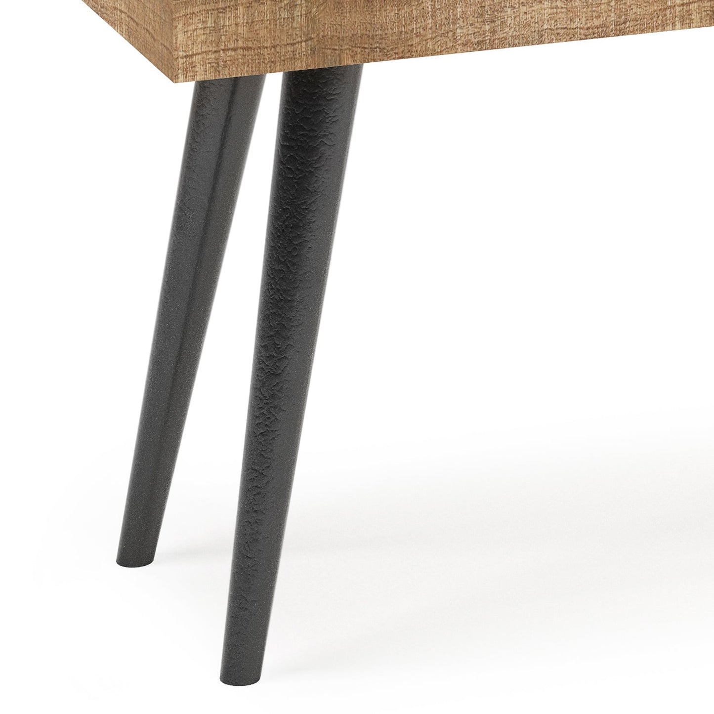 Wood Bench with Tapered Powder-Coated Metal Legs