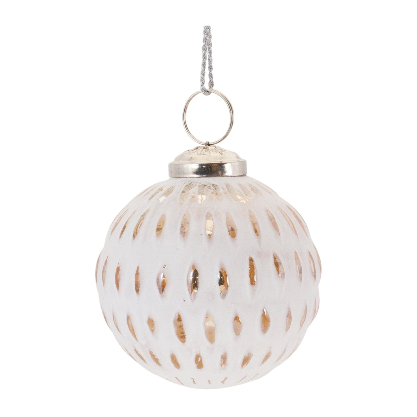 White Washed Glass Ornament, Set of 6