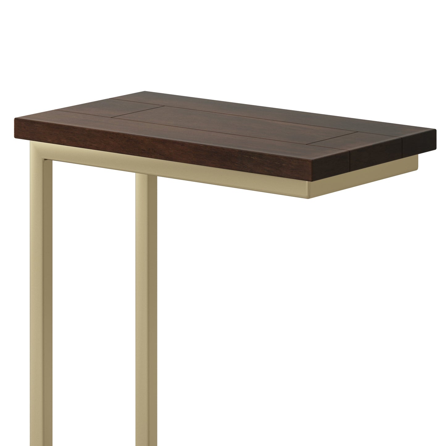 Haloed Side Table with C-Shaped Design and Metal Frame