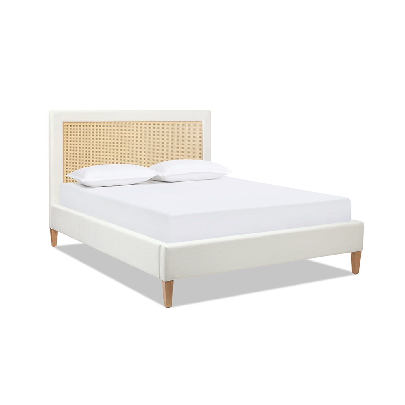 Captivat Platform Bed with Cane-Back and Solid Wood Legs