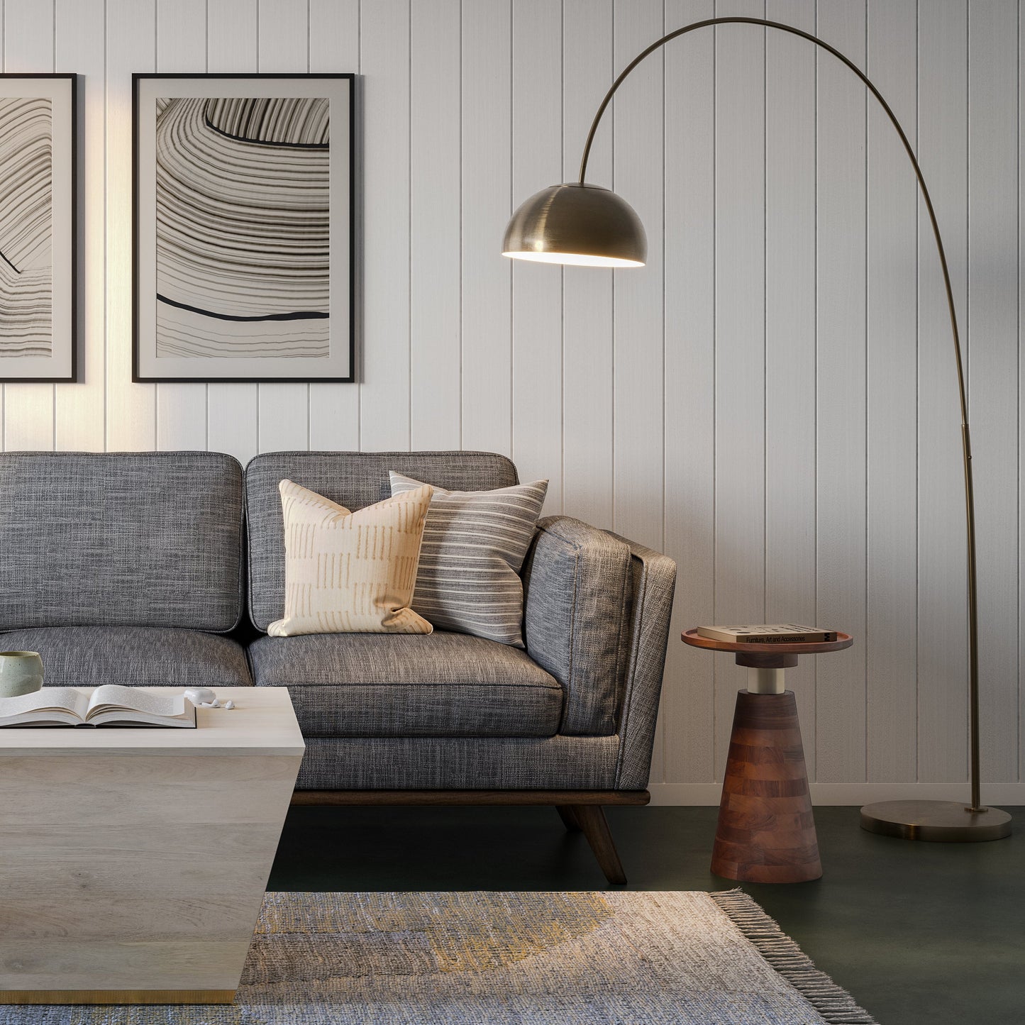 Side Table with Round Top and Cone-Shaped Pedestal