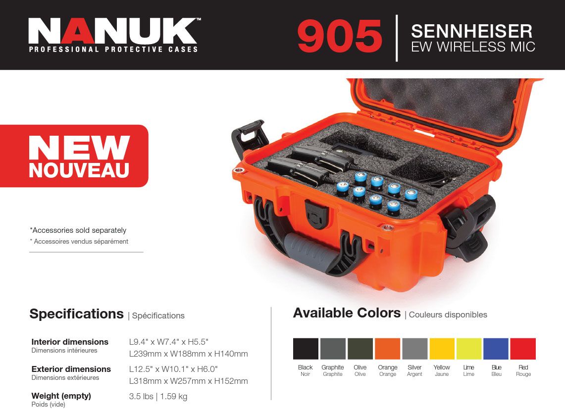 Nanuk 905 Case for Sennheiser EW Wireless Mic (Black)
