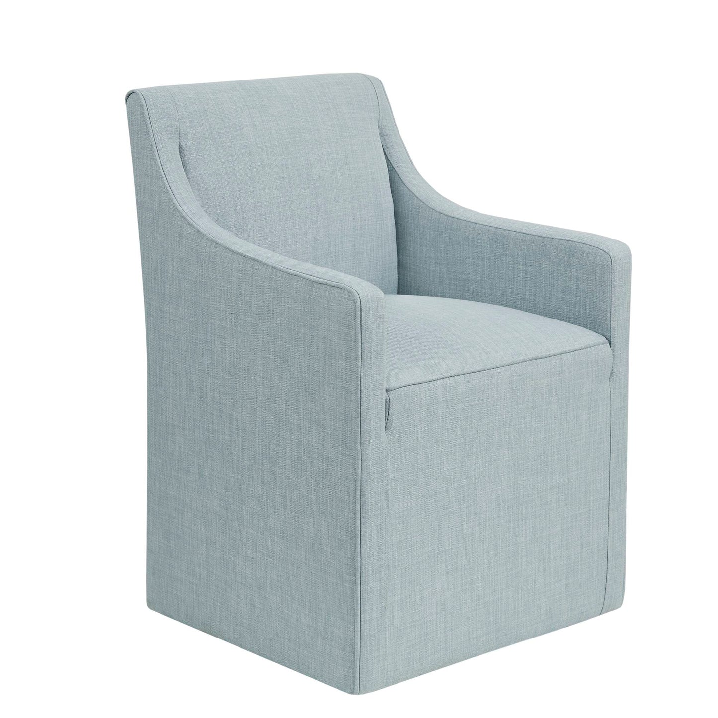 Upholstered Accent Chair with Hidden Casters and Sloped Arms