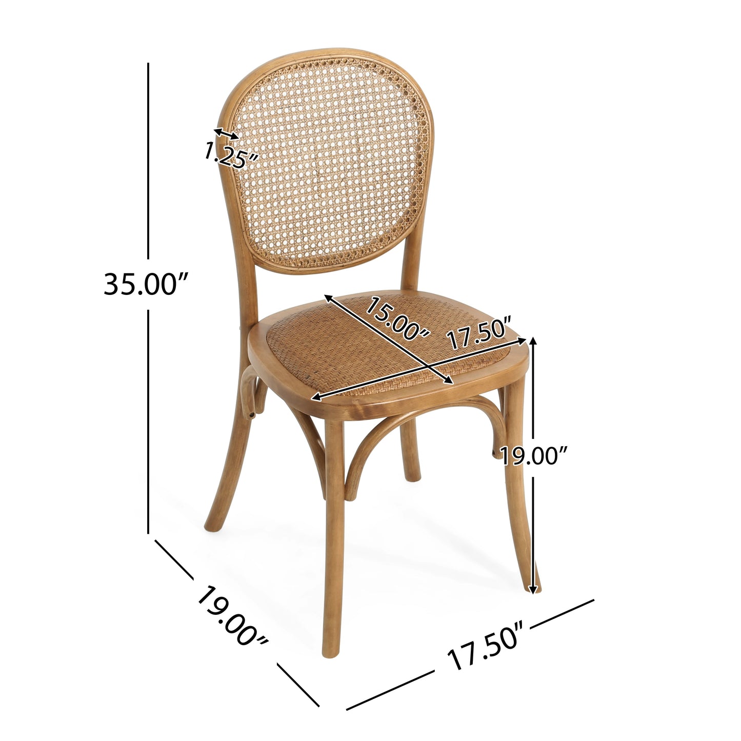 Qyros Dining Chair with Round Backrest and Curved Legs, Set of 2