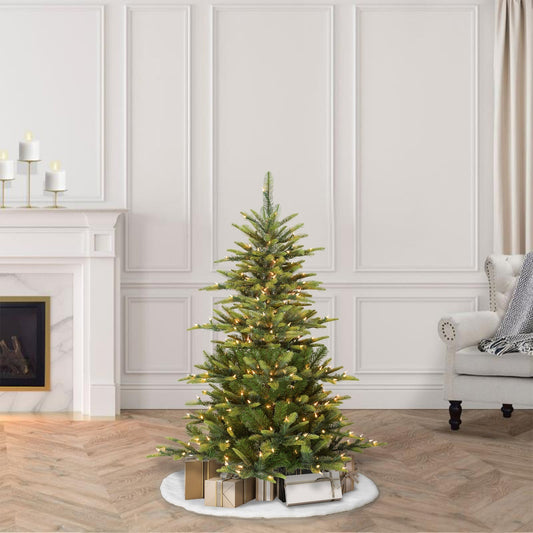 4.5 ft Pre-lit Aspen Fir Artificial Christmas Tree with Clear Lights & Metal Stand
